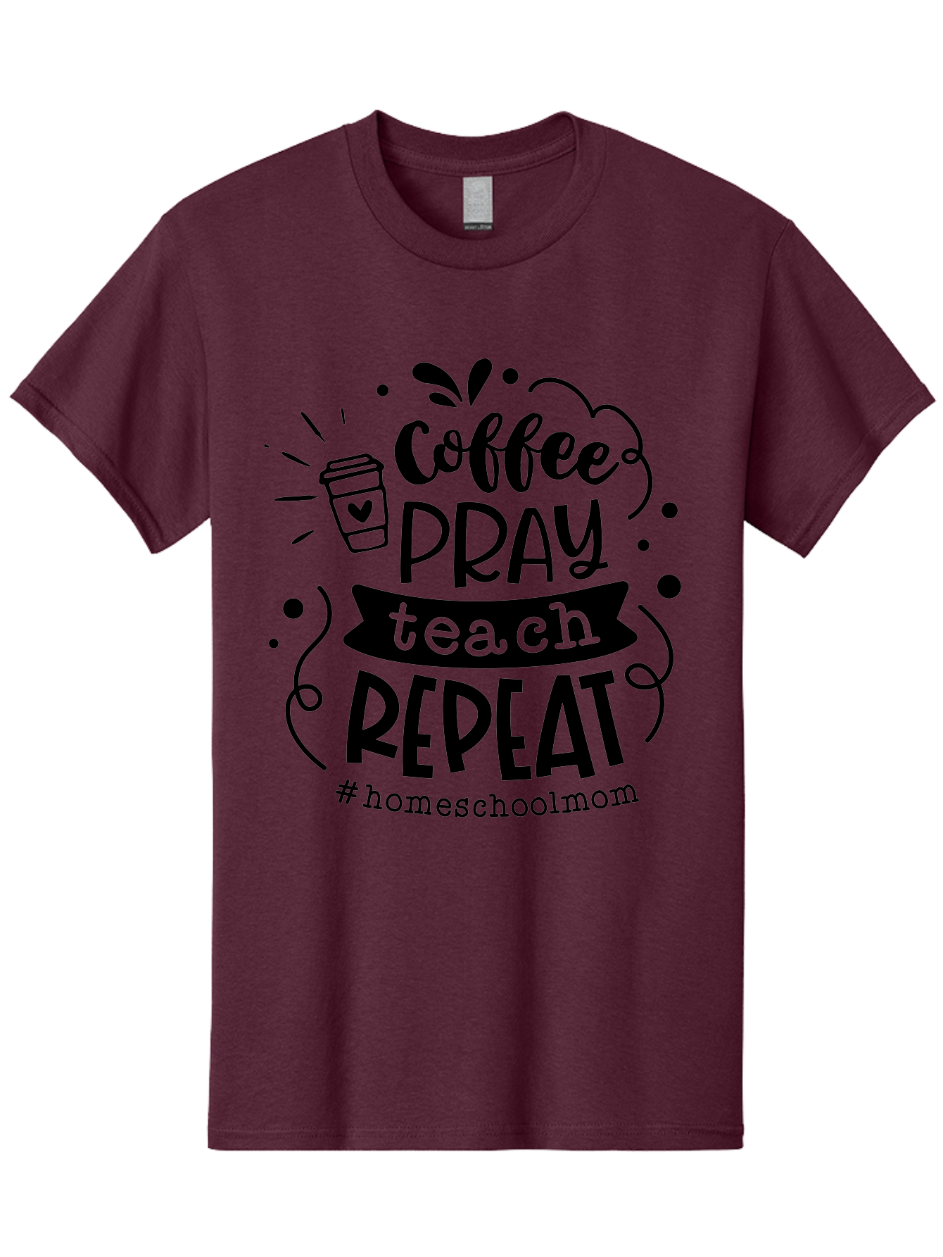 Coffee-Pray-Teach-Repeat-3 Men'S Graphic Tee, 100% Cotton, Comfortable Casual Summer Wear, Machine Washable, Homeschool Mom Quote, Inspirational Quote, Teacher Humor, Coffee Lover, Teaching Mantra, Homeschooling, Education, Motivational Quote, Aab328 29