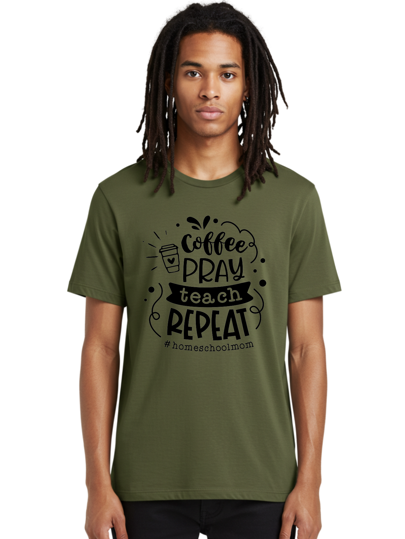Coffee-Pray-Teach-Repeat-3 Men'S Graphic Tee, 100% Cotton, Comfortable Casual Summer Wear, Machine Washable, Homeschool Mom Quote, Inspirational Quote, Teacher Humor, Coffee Lover, Teaching Mantra, Homeschooling, Education, Motivational Quote, Aab328 6