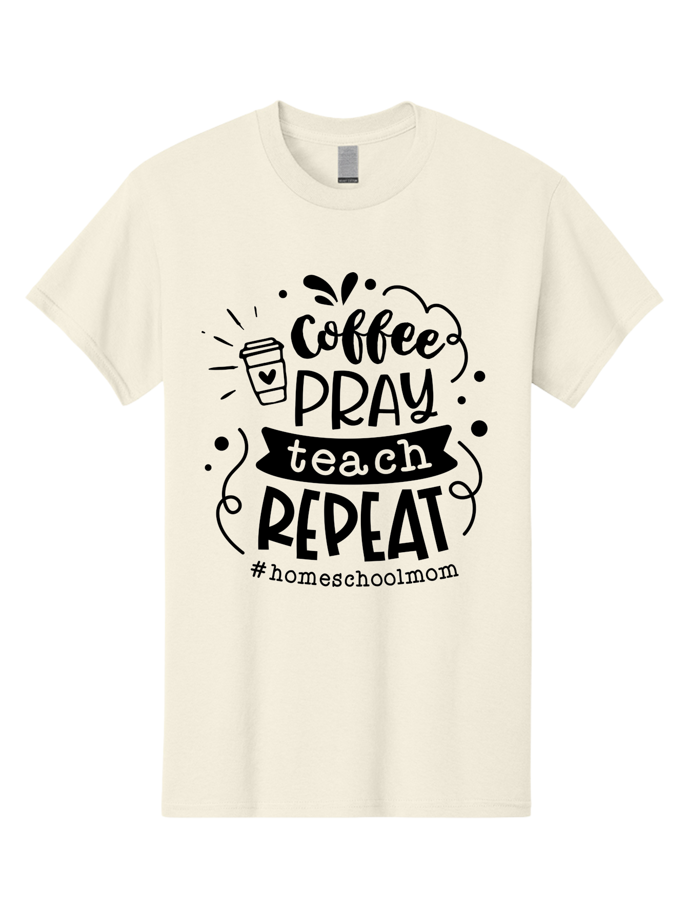 Coffee-Pray-Teach-Repeat-3 Men'S Graphic Tee, 100% Cotton, Comfortable Casual Summer Wear, Machine Washable, Homeschool Mom Quote, Inspirational Quote, Teacher Humor, Coffee Lover, Teaching Mantra, Homeschooling, Education, Motivational Quote, Aab328 23