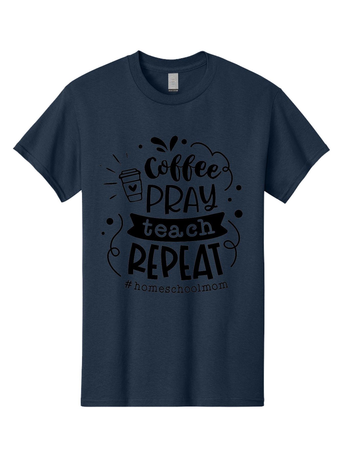 Coffee-Pray-Teach-Repeat-3 Men'S Graphic Tee, 100% Cotton, Comfortable Casual Summer Wear, Machine Washable, Homeschool Mom Quote, Inspirational Quote, Teacher Humor, Coffee Lover, Teaching Mantra, Homeschooling, Education, Motivational Quote, Aab328 3