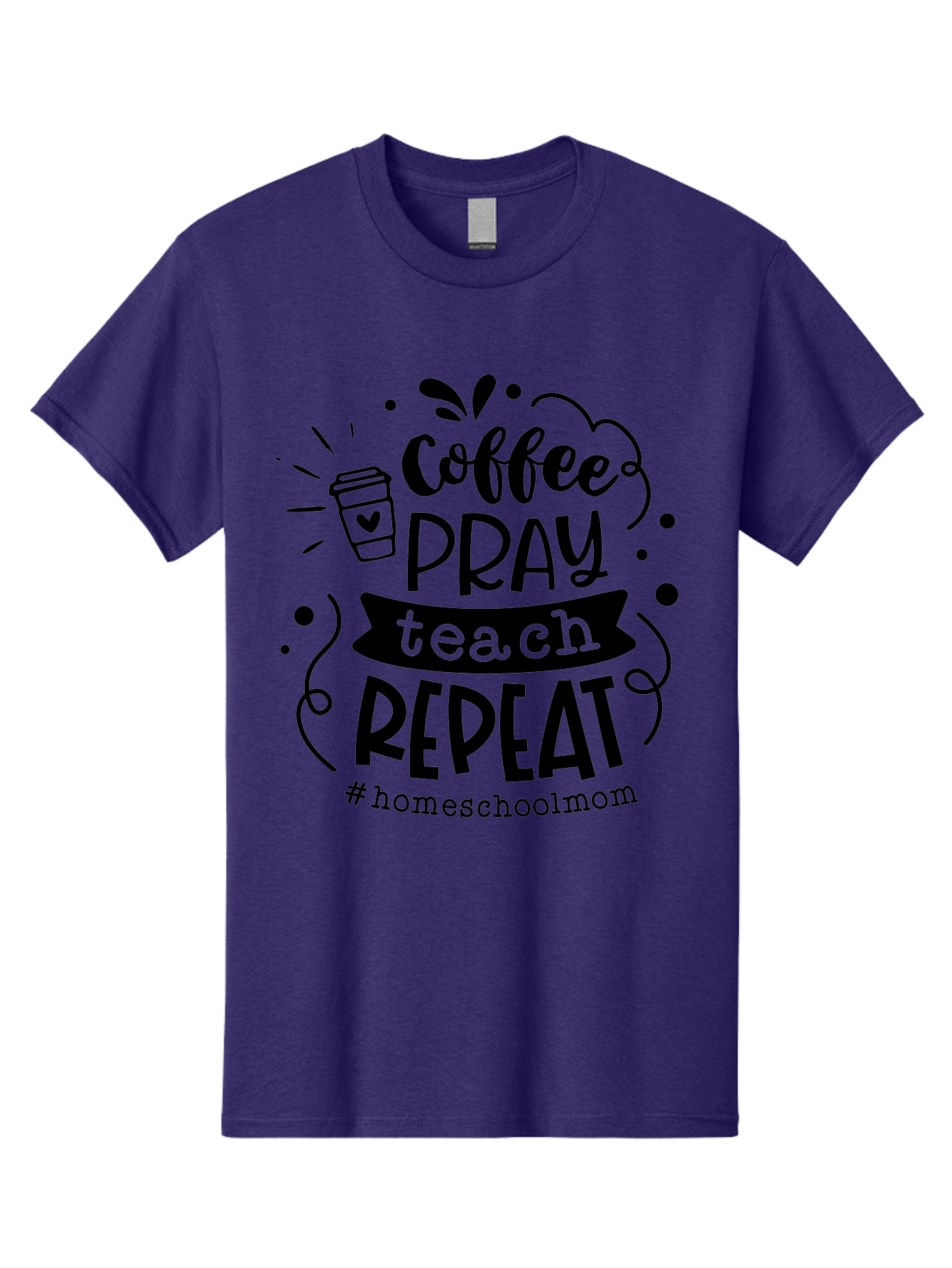 Coffee-Pray-Teach-Repeat-3 Men'S Graphic Tee, 100% Cotton, Comfortable Casual Summer Wear, Machine Washable, Homeschool Mom Quote, Inspirational Quote, Teacher Humor, Coffee Lover, Teaching Mantra, Homeschooling, Education, Motivational Quote, Aab328 13