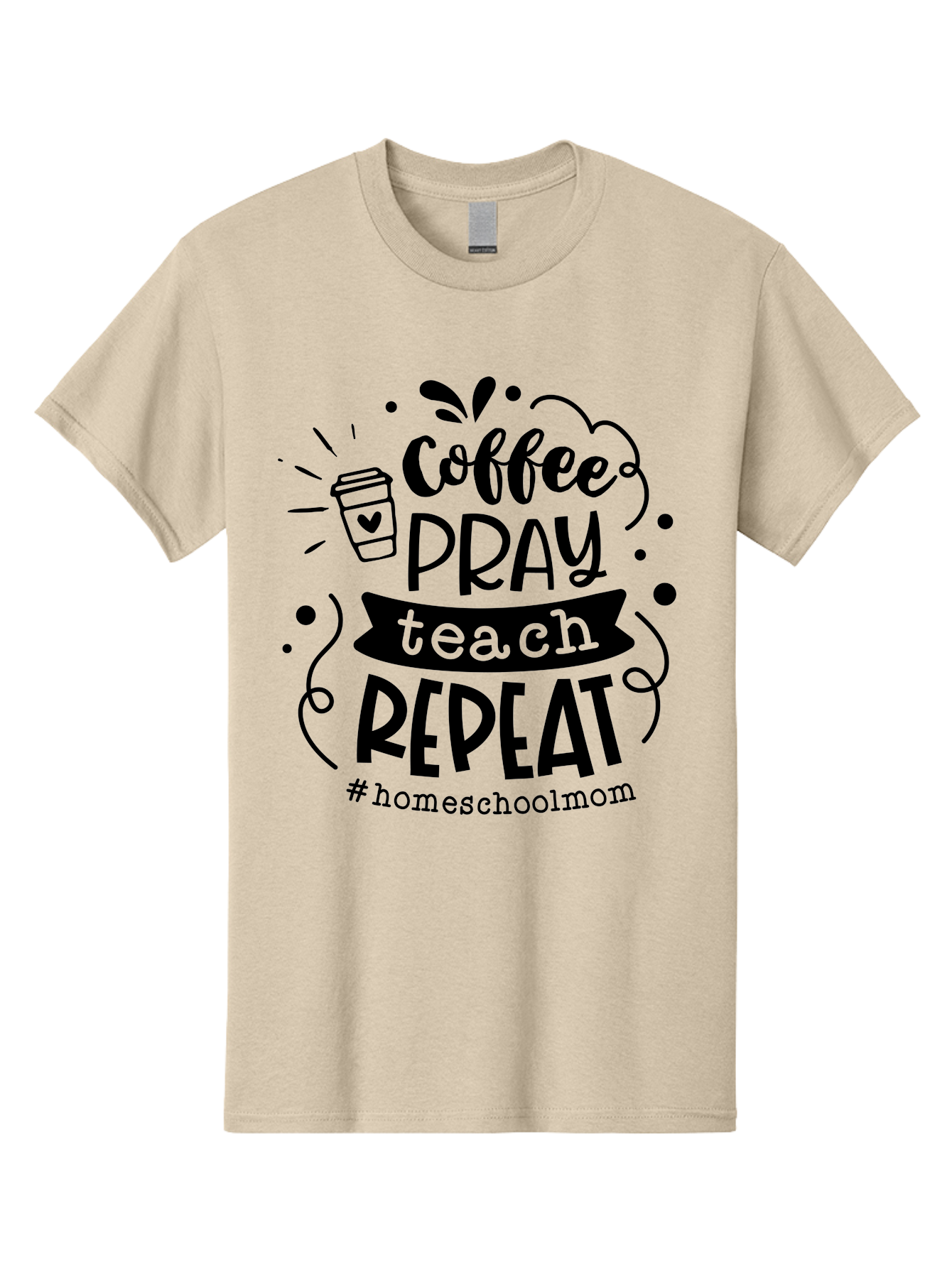 Coffee-Pray-Teach-Repeat-3 Men'S Graphic Tee, 100% Cotton, Comfortable Casual Summer Wear, Machine Washable, Homeschool Mom Quote, Inspirational Quote, Teacher Humor, Coffee Lover, Teaching Mantra, Homeschooling, Education, Motivational Quote, Aab328 19