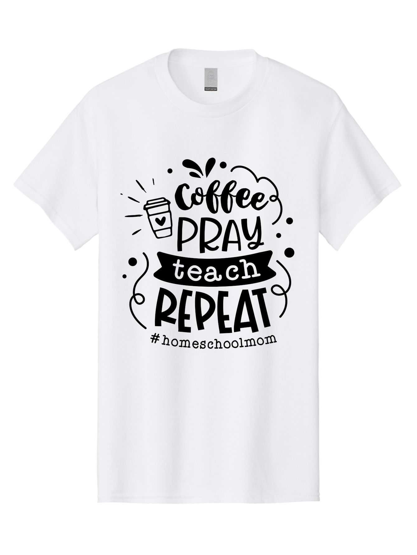Coffee-Pray-Teach-Repeat-3 Men'S Graphic Tee, 100% Cotton, Comfortable Casual Summer Wear, Machine Washable, Homeschool Mom Quote, Inspirational Quote, Teacher Humor, Coffee Lover, Teaching Mantra, Homeschooling, Education, Motivational Quote, Aab328 1