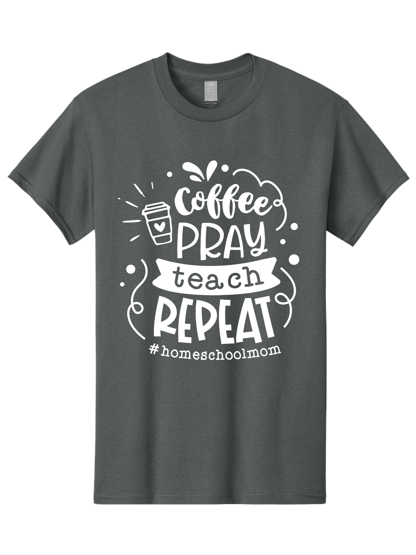 Coffee-Pray-Teach-Repeat Men'S Graphic Tee, 100% Cotton, Comfortable Casual Summer Wear, Machine Washable, Homeschool Mom, Coffee Lover, Teaching Inspiration, Homeschooling Life, Parenting Mantra, Daily Routine, Motivational Quote, Aab329 21