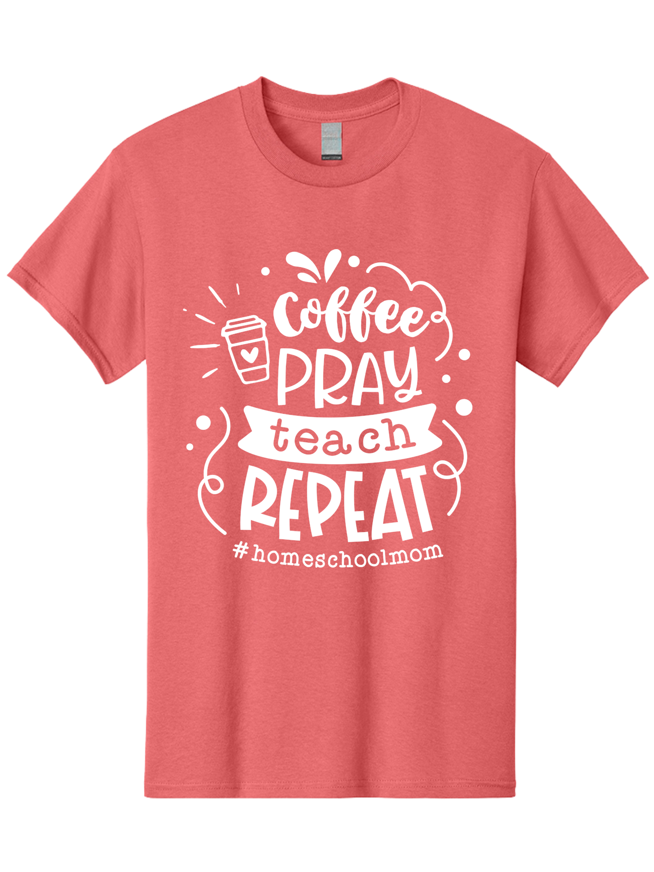 Coffee-Pray-Teach-Repeat Men'S Graphic Tee, 100% Cotton, Comfortable Casual Summer Wear, Machine Washable, Homeschool Mom, Coffee Lover, Teaching Inspiration, Homeschooling Life, Parenting Mantra, Daily Routine, Motivational Quote, Aab329 1