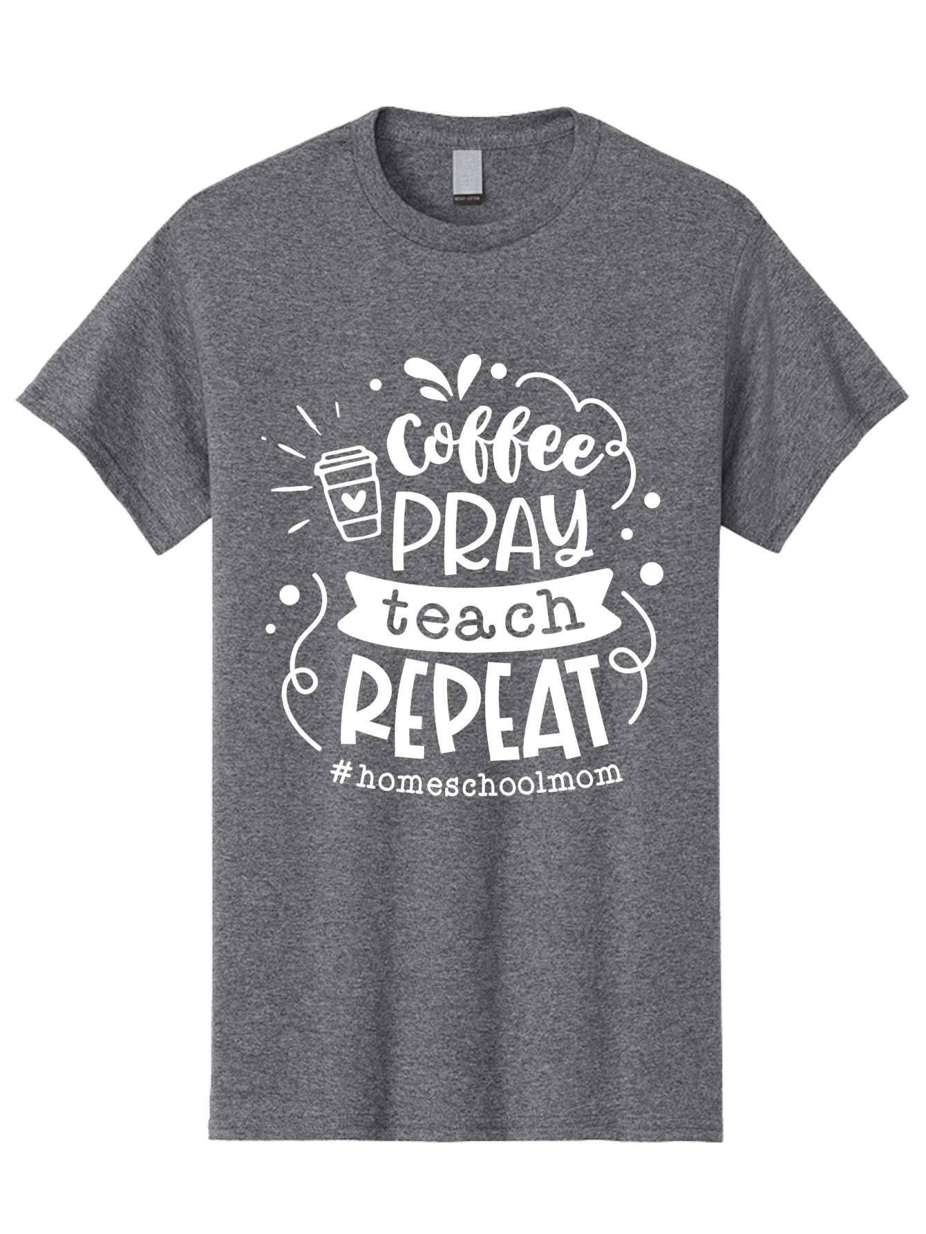 Coffee-Pray-Teach-Repeat Men'S Graphic Tee, 100% Cotton, Comfortable Casual Summer Wear, Machine Washable, Homeschool Mom, Coffee Lover, Teaching Inspiration, Homeschooling Life, Parenting Mantra, Daily Routine, Motivational Quote, Aab329 3