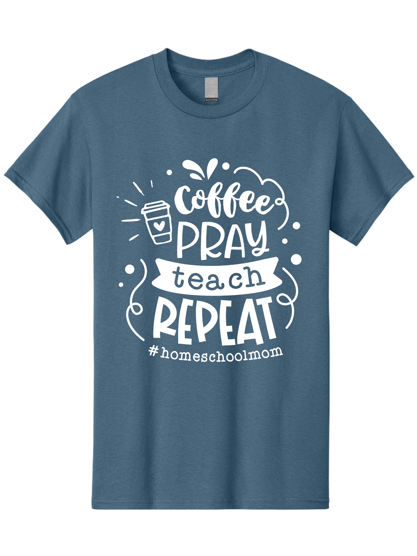 Coffee-Pray-Teach-Repeat Men'S Graphic Tee, 100% Cotton, Comfortable Casual Summer Wear, Machine Washable, Homeschool Mom, Coffee Lover, Teaching Inspiration, Homeschooling Life, Parenting Mantra, Daily Routine, Motivational Quote, Aab329 7