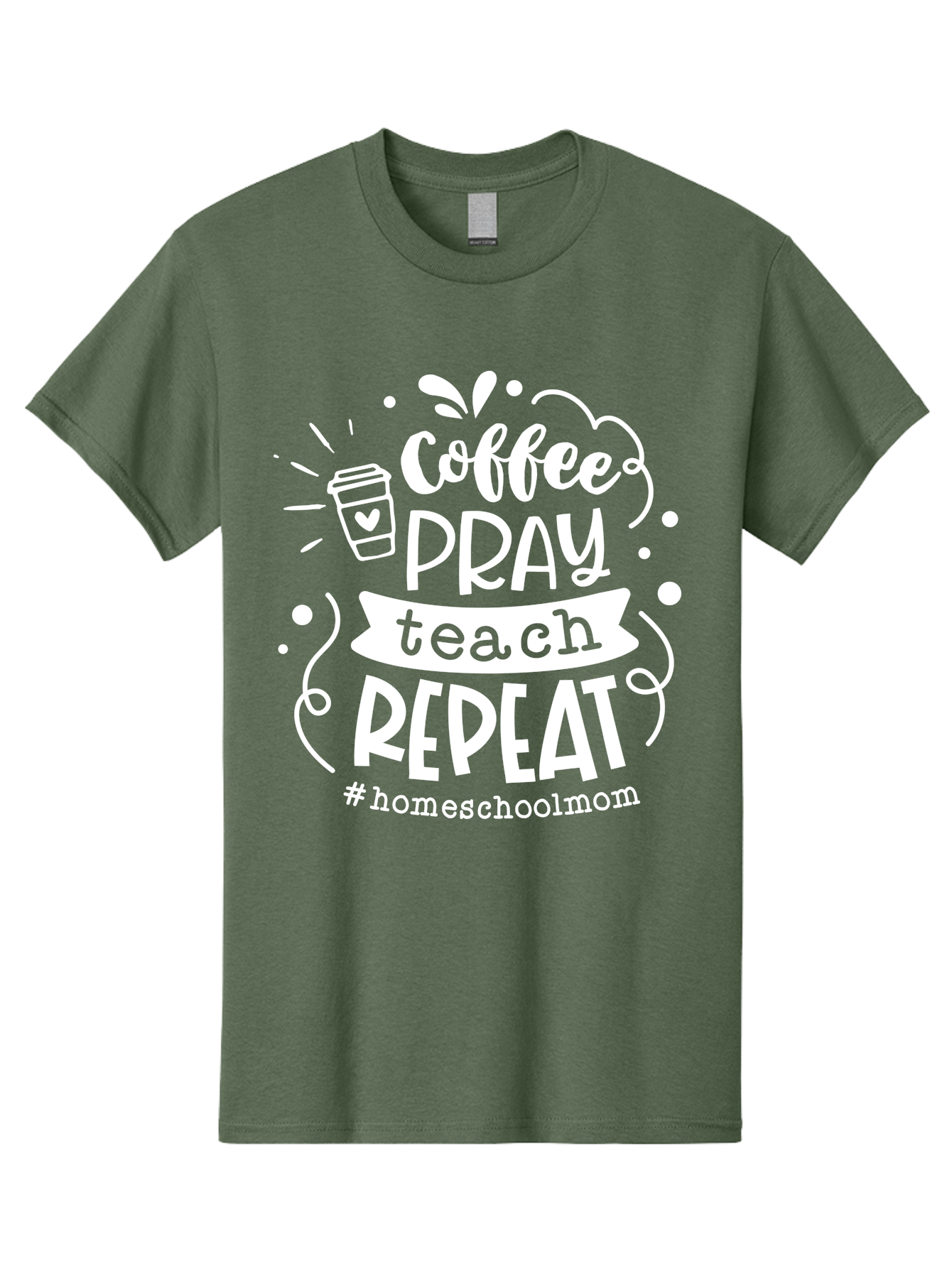 Coffee-Pray-Teach-Repeat Men'S Graphic Tee, 100% Cotton, Comfortable Casual Summer Wear, Machine Washable, Homeschool Mom, Coffee Lover, Teaching Inspiration, Homeschooling Life, Parenting Mantra, Daily Routine, Motivational Quote, Aab329 23