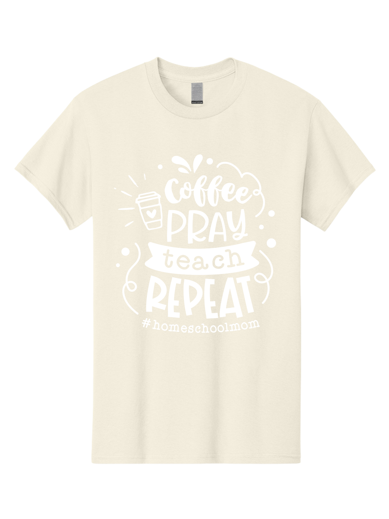 Coffee-Pray-Teach-Repeat Men'S Graphic Tee, 100% Cotton, Comfortable Casual Summer Wear, Machine Washable, Homeschool Mom, Coffee Lover, Teaching Inspiration, Homeschooling Life, Parenting Mantra, Daily Routine, Motivational Quote, Aab329 25