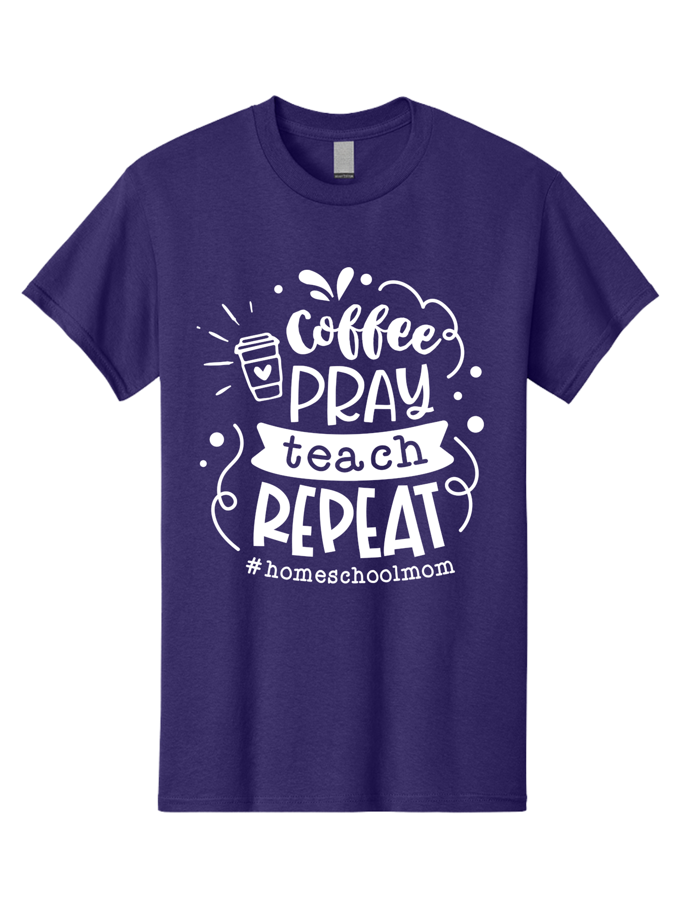 Coffee-Pray-Teach-Repeat Men'S Graphic Tee, 100% Cotton, Comfortable Casual Summer Wear, Machine Washable, Homeschool Mom, Coffee Lover, Teaching Inspiration, Homeschooling Life, Parenting Mantra, Daily Routine, Motivational Quote, Aab329 11