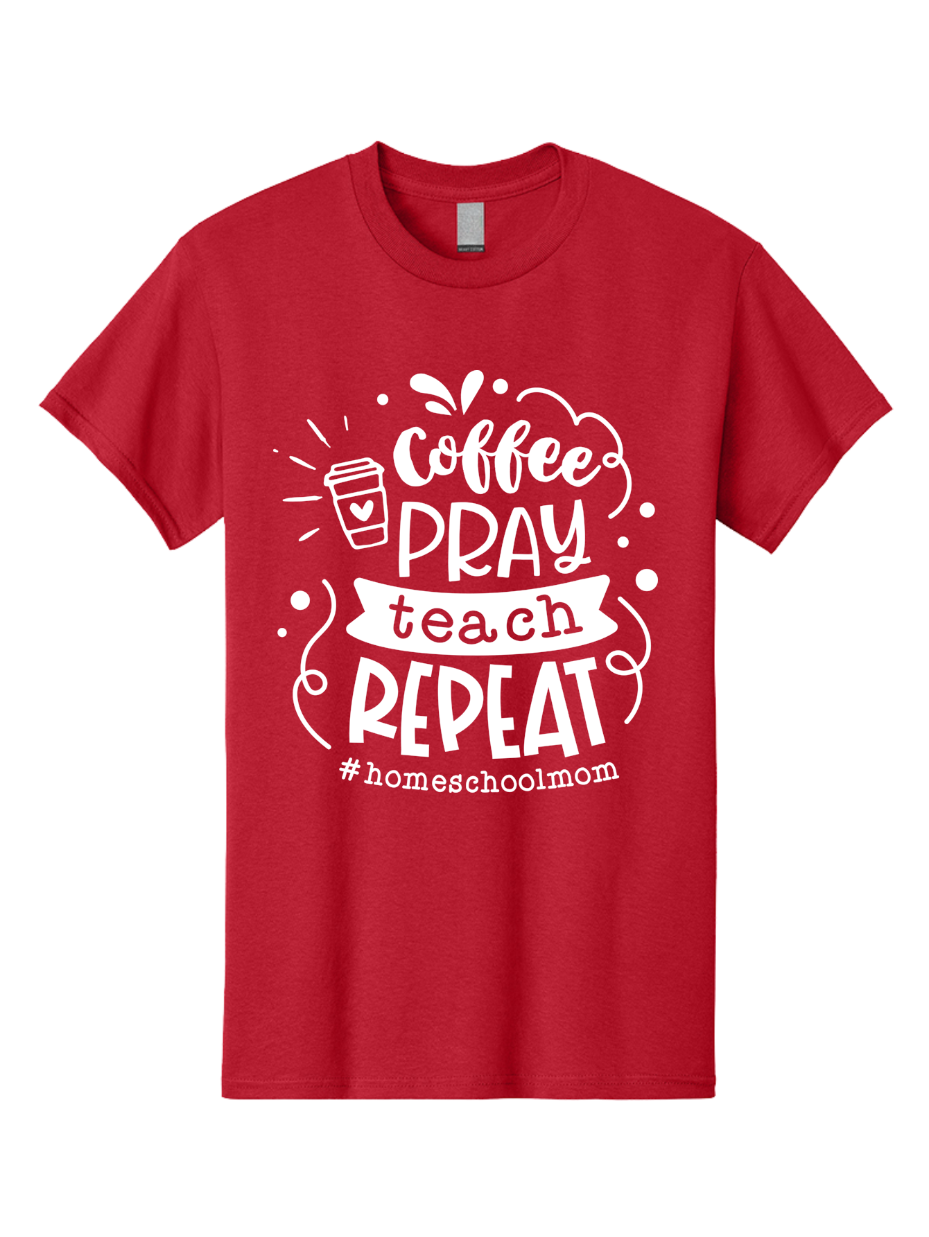Coffee-Pray-Teach-Repeat Men'S Graphic Tee, 100% Cotton, Comfortable Casual Summer Wear, Machine Washable, Homeschool Mom, Coffee Lover, Teaching Inspiration, Homeschooling Life, Parenting Mantra, Daily Routine, Motivational Quote, Aab329 29