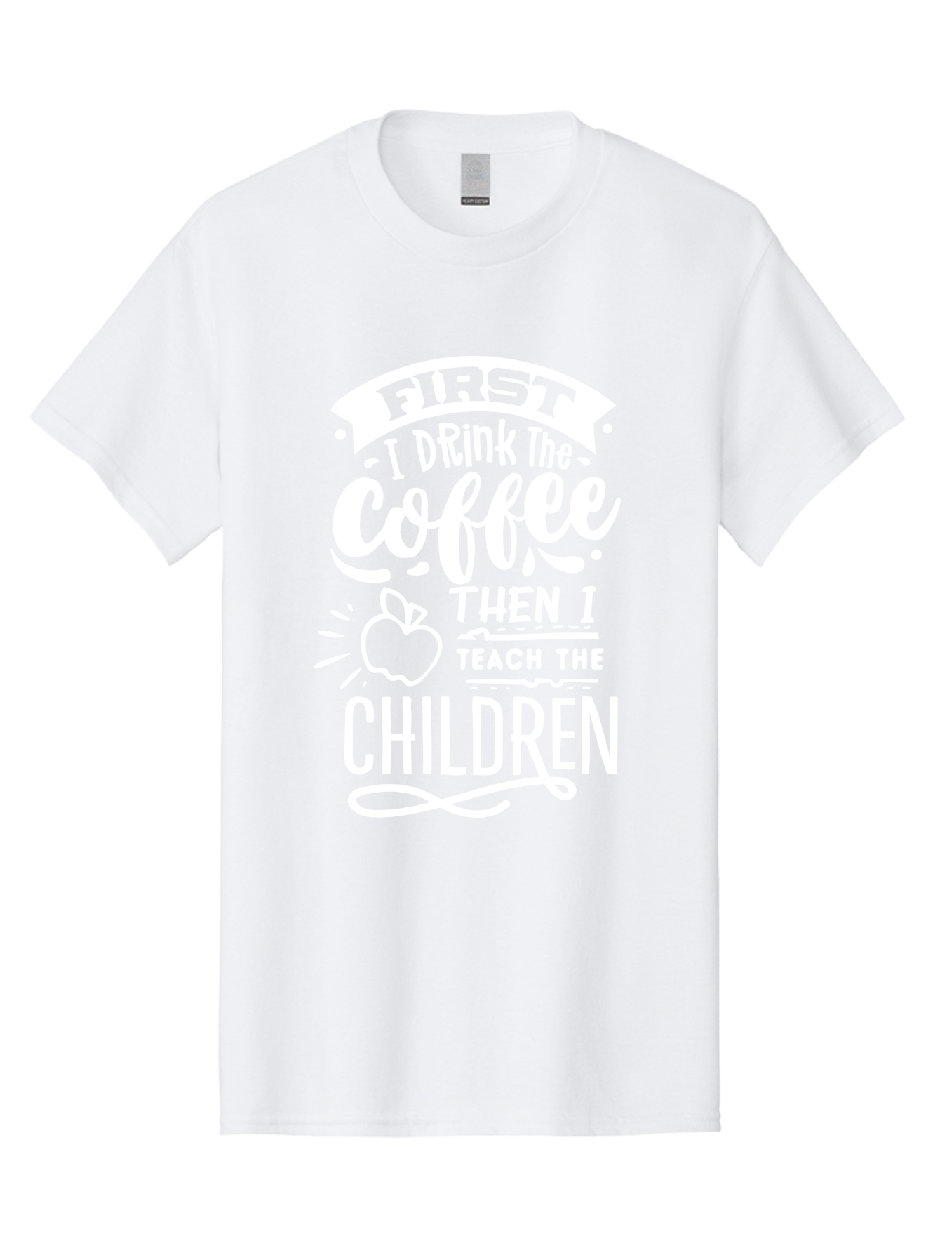 First-I-Drink-Coffee-Then-I-Teach-Children Men'S Graphic Tee, 100% Cotton, Comfortable Casual Summer Wear, Machine Washable, Funny Teacher Quotes, Coffee Lover, Teaching Humor, Education Profession, Morning Motivation, Apple Illustration, Aab330 27