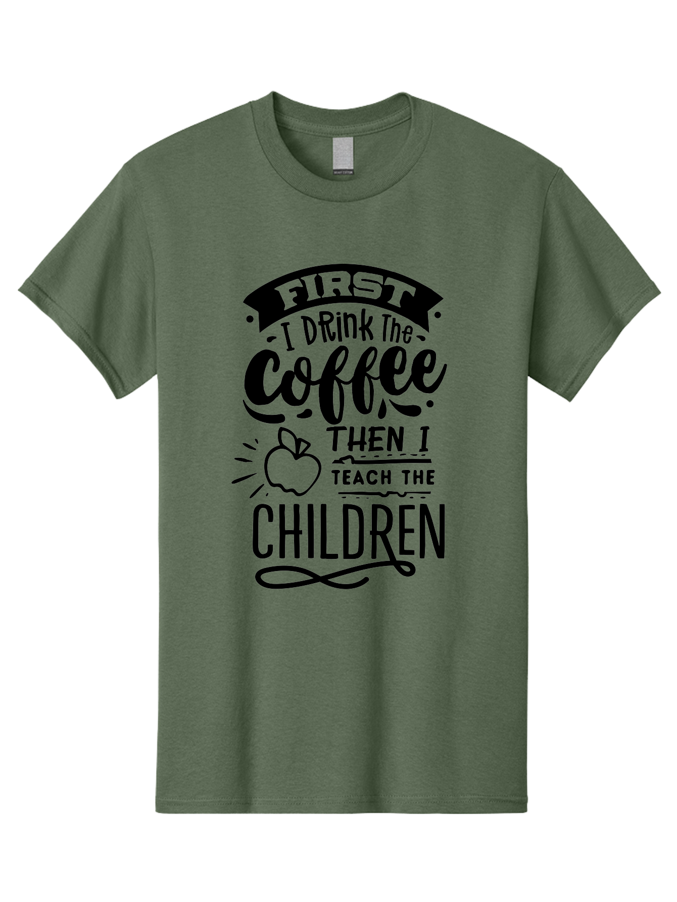 First-I-Drink-The-Coffee-Then-I-Teach-The-Children Men'S Graphic Tee, 100% Cotton, Comfortable Casual Summer Wear, Machine Washable, Coffee Quote, Teacher Humor, Funny Teacher, Coffee Lover, Teaching Profession, Educator Quote, Aab331 19