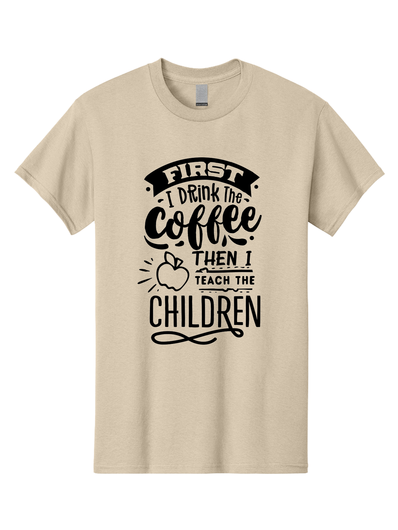 First-I-Drink-The-Coffee-Then-I-Teach-The-Children Men'S Graphic Tee, 100% Cotton, Comfortable Casual Summer Wear, Machine Washable, Coffee Quote, Teacher Humor, Funny Teacher, Coffee Lover, Teaching Profession, Educator Quote, Aab331 21