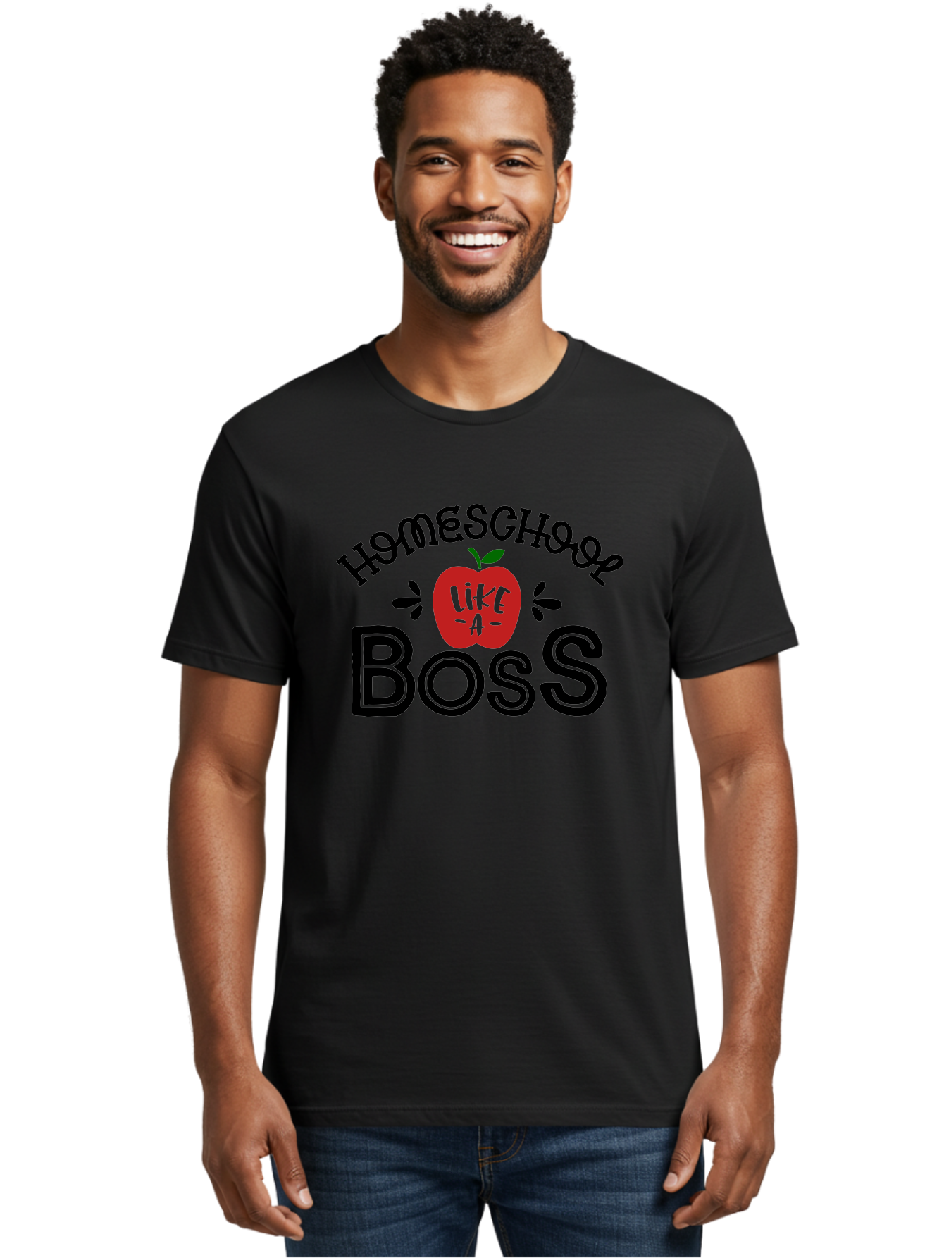 Homeschool-Boss Men'S Graphic Tee, 100% Cotton, Comfortable Casual Summer Wear, Machine Washable, Homeschooling, Homeschool Teacher, Educational Design, Apple Graphic, Motivational Quote, Learning Is Fun, Inspirational Saying, Red Apple Icon, Aab333 18