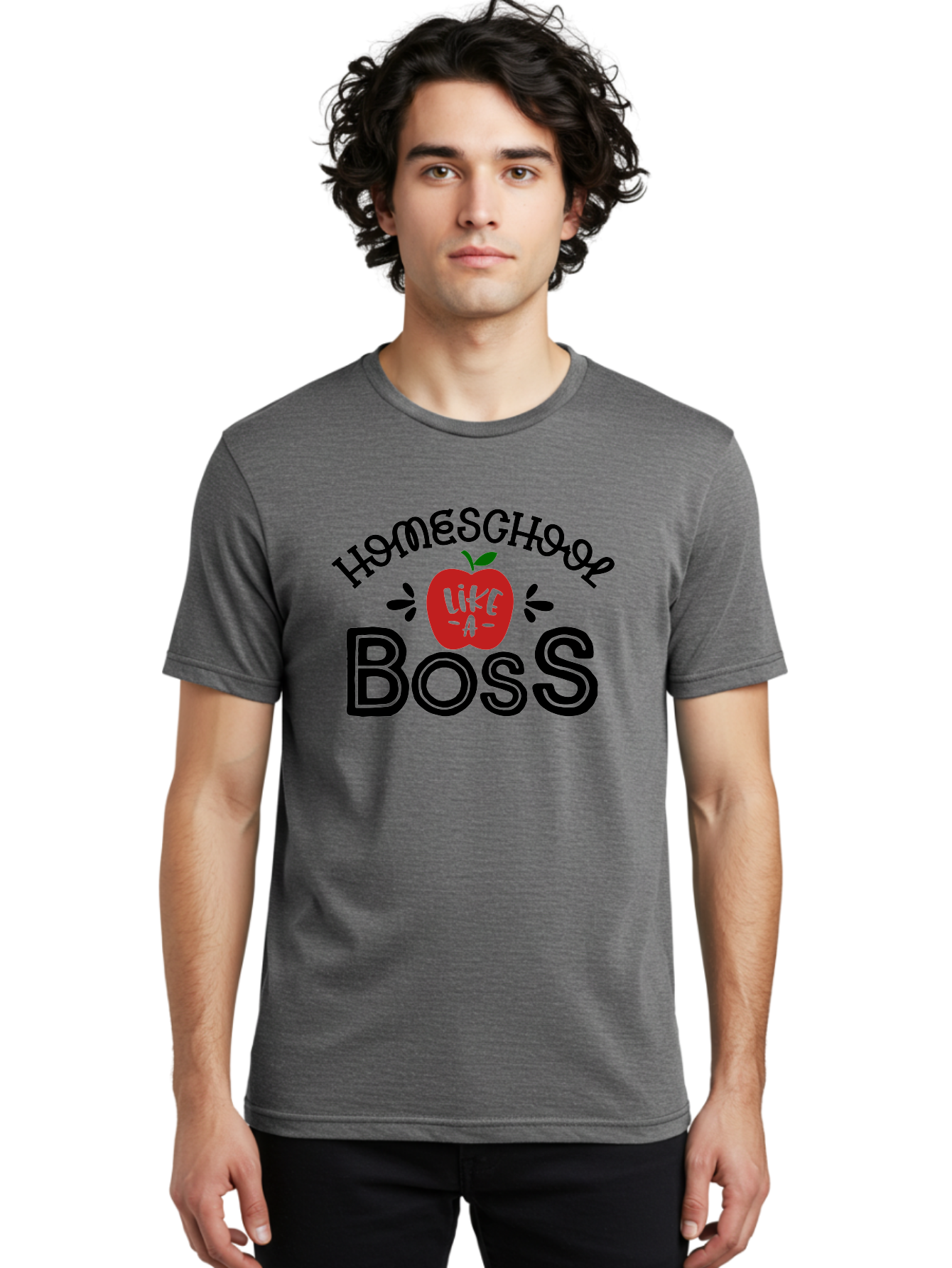 Homeschool-Boss Men'S Graphic Tee, 100% Cotton, Comfortable Casual Summer Wear, Machine Washable, Homeschooling, Homeschool Teacher, Educational Design, Apple Graphic, Motivational Quote, Learning Is Fun, Inspirational Saying, Red Apple Icon, Aab333 10