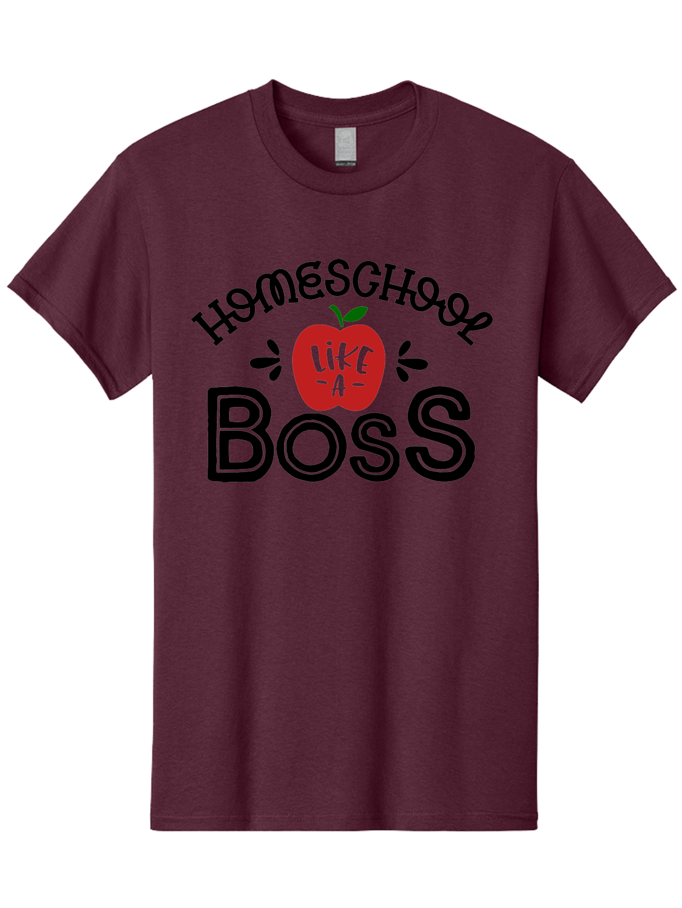 Homeschool-Boss Men'S Graphic Tee, 100% Cotton, Comfortable Casual Summer Wear, Machine Washable, Homeschooling, Homeschool Teacher, Educational Design, Apple Graphic, Motivational Quote, Learning Is Fun, Inspirational Saying, Red Apple Icon, Aab333 5
