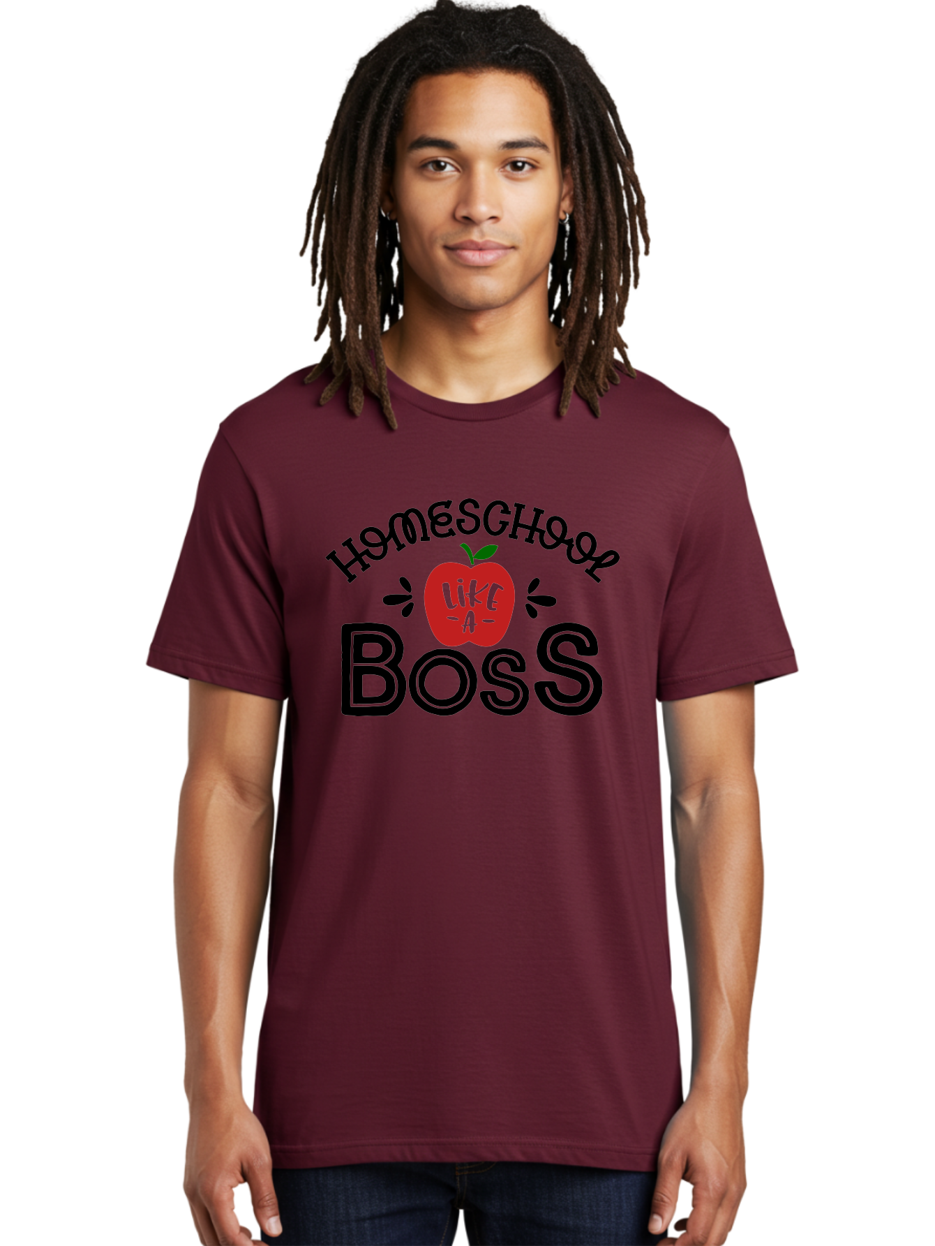 Homeschool-Boss Men'S Graphic Tee, 100% Cotton, Comfortable Casual Summer Wear, Machine Washable, Homeschooling, Homeschool Teacher, Educational Design, Apple Graphic, Motivational Quote, Learning Is Fun, Inspirational Saying, Red Apple Icon, Aab333 6