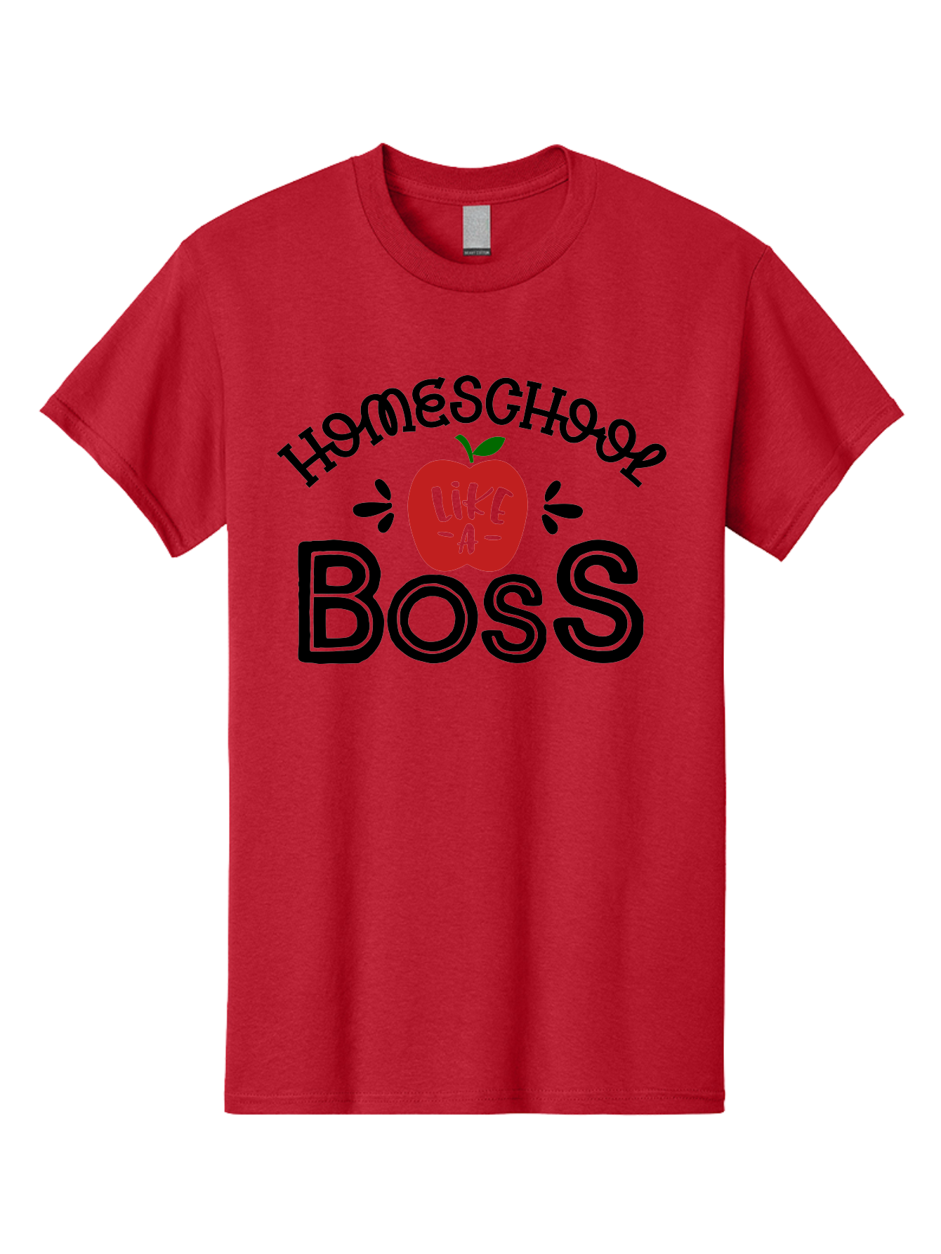 Homeschool-Boss Men'S Graphic Tee, 100% Cotton, Comfortable Casual Summer Wear, Machine Washable, Homeschooling, Homeschool Teacher, Educational Design, Apple Graphic, Motivational Quote, Learning Is Fun, Inspirational Saying, Red Apple Icon, Aab333 13