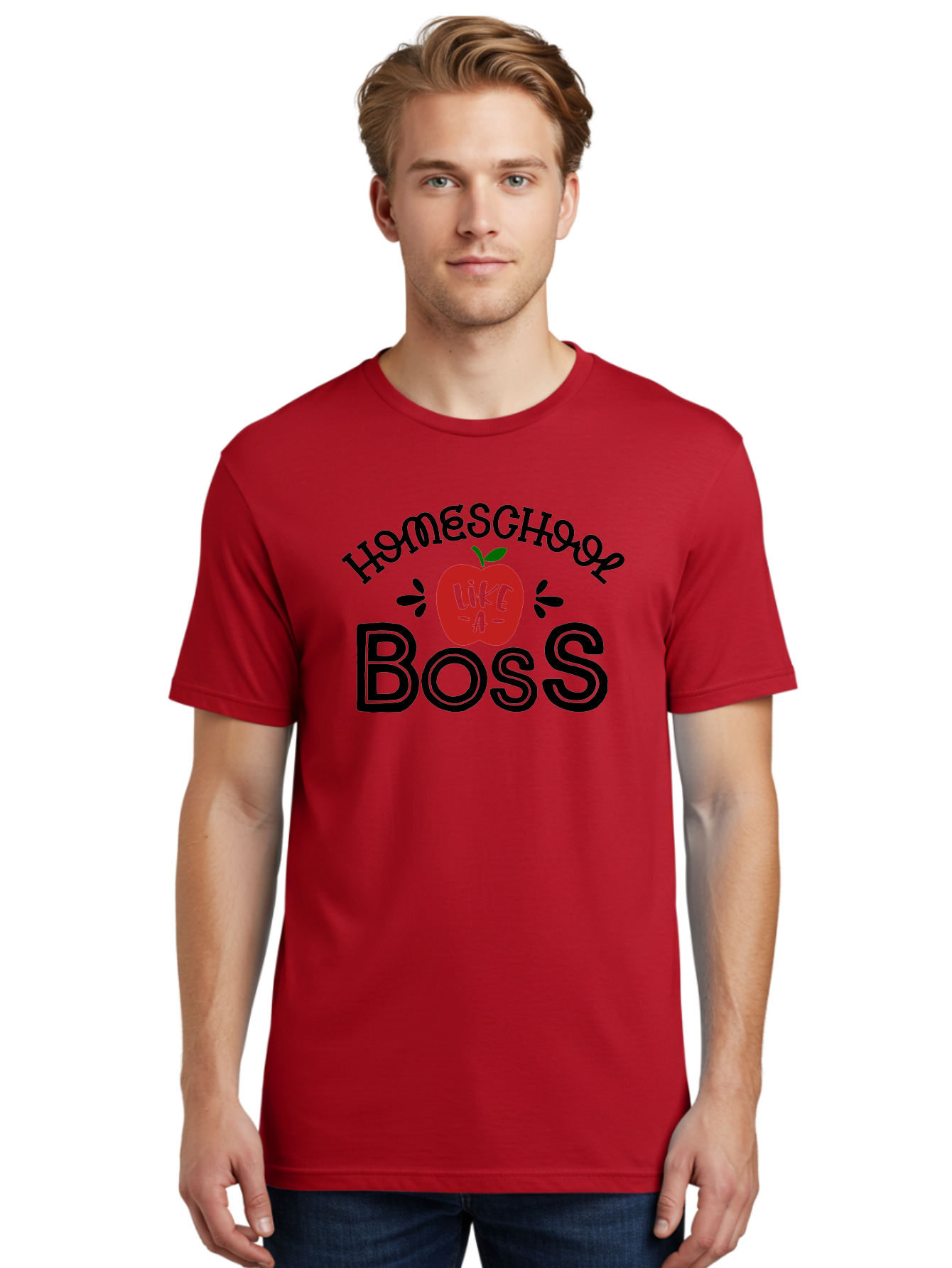 Homeschool-Boss Men'S Graphic Tee, 100% Cotton, Comfortable Casual Summer Wear, Machine Washable, Homeschooling, Homeschool Teacher, Educational Design, Apple Graphic, Motivational Quote, Learning Is Fun, Inspirational Saying, Red Apple Icon, Aab333 14