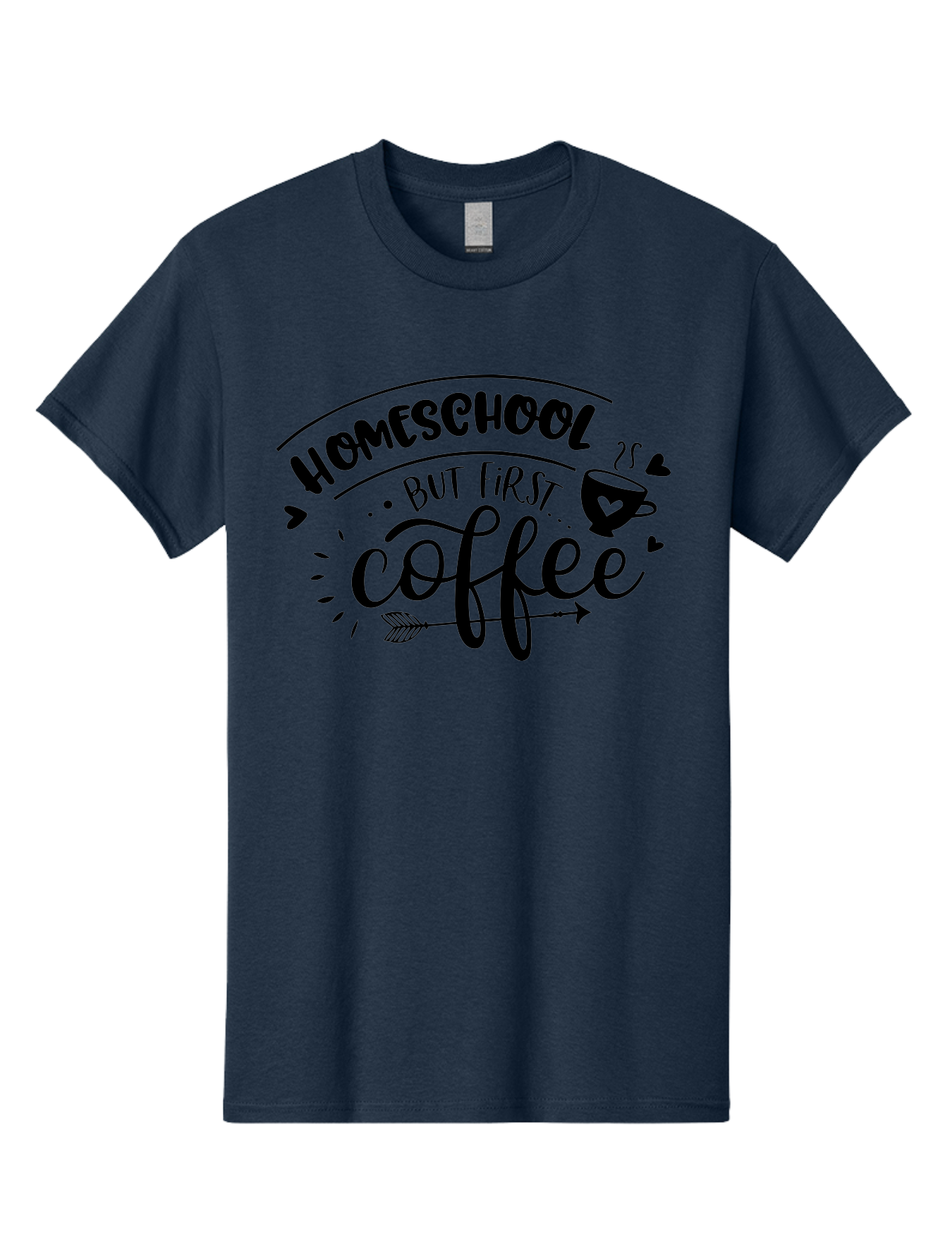 Homeschool-But-First-Coffee-1 Men'S Graphic Tee, 100% Cotton, Comfortable Casual Summer Wear, Machine Washable, Homeschool Humor, Coffee Lover, Morning Motivation, Homeschooling Parents, Funny Quote, Coffee First, Education At Home, Aab334 9