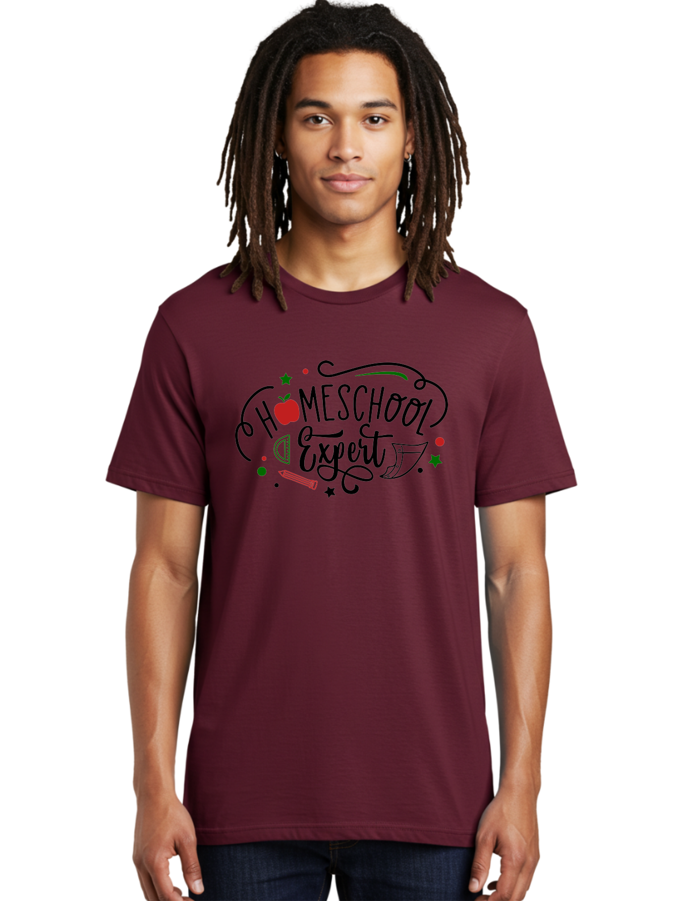 Homeschool-Expert-3 Men'S Graphic Tee, 100% Cotton, Comfortable Casual Summer Wear, Machine Washable, Homeschool Expert, Learning Resources, Educational Tools, Apple For Teacher, Pencils, Stars, Swirls, Creative Learning, Homeschooling, Aab338 10