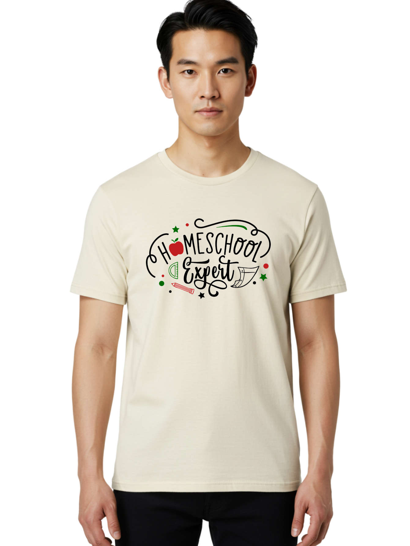 Homeschool-Expert-3 Men'S Graphic Tee, 100% Cotton, Comfortable Casual Summer Wear, Machine Washable, Homeschool Expert, Learning Resources, Educational Tools, Apple For Teacher, Pencils, Stars, Swirls, Creative Learning, Homeschooling, Aab338 18
