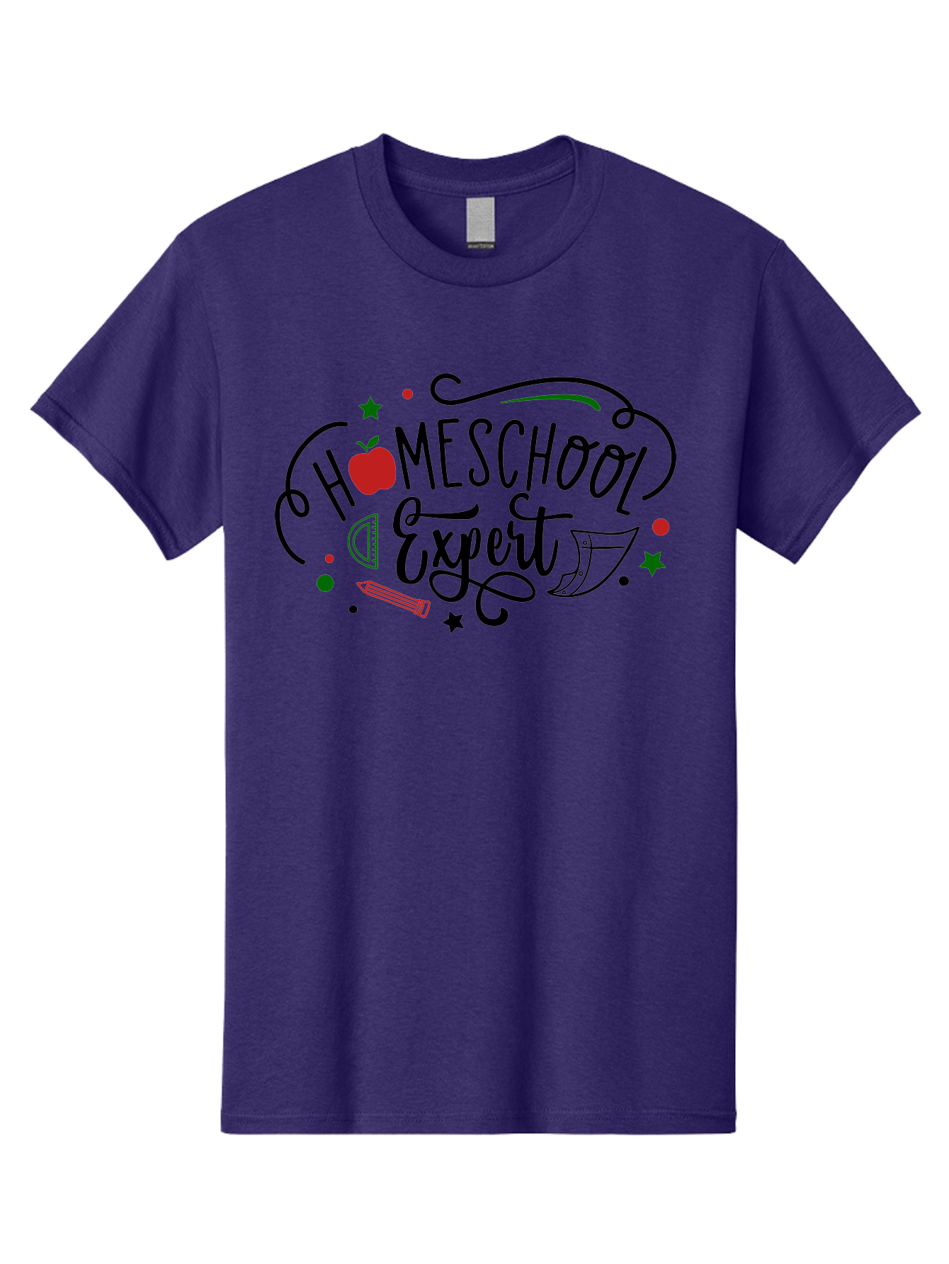 Homeschool-Expert-3 Men'S Graphic Tee, 100% Cotton, Comfortable Casual Summer Wear, Machine Washable, Homeschool Expert, Learning Resources, Educational Tools, Apple For Teacher, Pencils, Stars, Swirls, Creative Learning, Homeschooling, Aab338 1