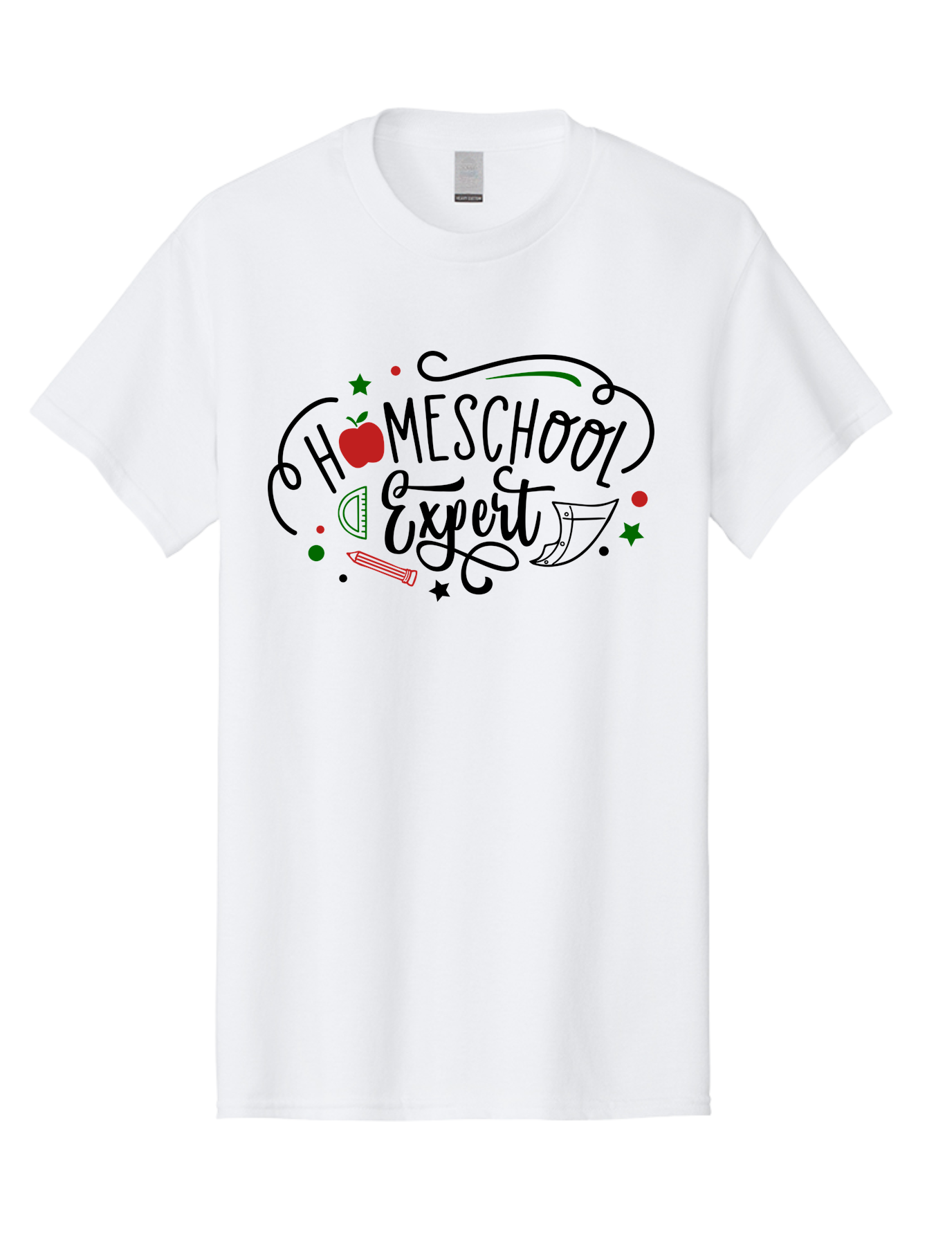 Homeschool-Expert-3 Men'S Graphic Tee, 100% Cotton, Comfortable Casual Summer Wear, Machine Washable, Homeschool Expert, Learning Resources, Educational Tools, Apple For Teacher, Pencils, Stars, Swirls, Creative Learning, Homeschooling, Aab338 25