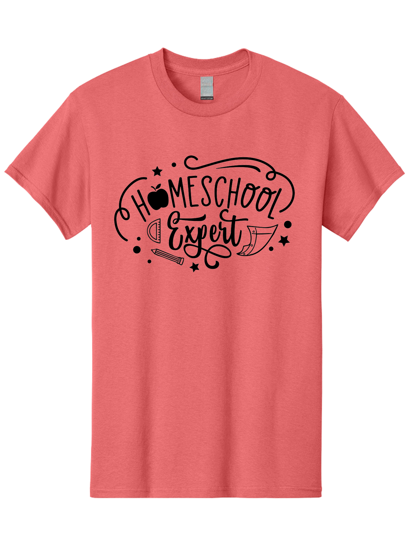 Homeschool-Expert Men'S Graphic Tee, 100% Cotton, Comfortable Casual Summer Wear, Machine Washable, Homeschool Expert, Educational Graphics, School Supplies, Apple Symbol, Pencil Illustration, Ruler Design, Creative Learning, Aab339 11