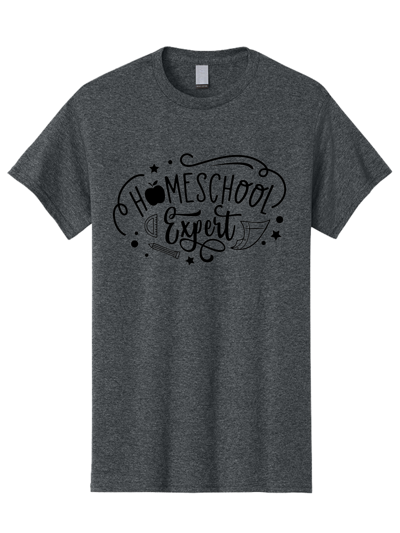 Homeschool-Expert Men'S Graphic Tee, 100% Cotton, Comfortable Casual Summer Wear, Machine Washable, Homeschool Expert, Educational Graphics, School Supplies, Apple Symbol, Pencil Illustration, Ruler Design, Creative Learning, Aab339 15