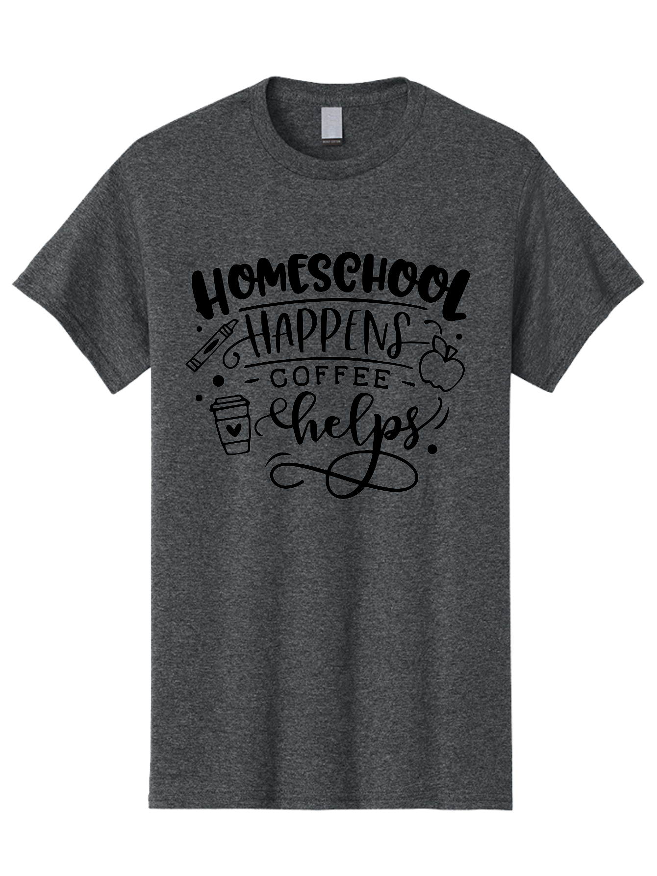 Homeschool-Happens-Coffee-Helps-1 Men'S Graphic Tee, 100% Cotton, Comfortable Casual Summer Wear, Machine Washable, Homeschooling, Coffee Culture, Educational Quotes, Inspirational Sayings, Homeschool Parents, Coffee Lovers, Funny Quotes, Aab340 5