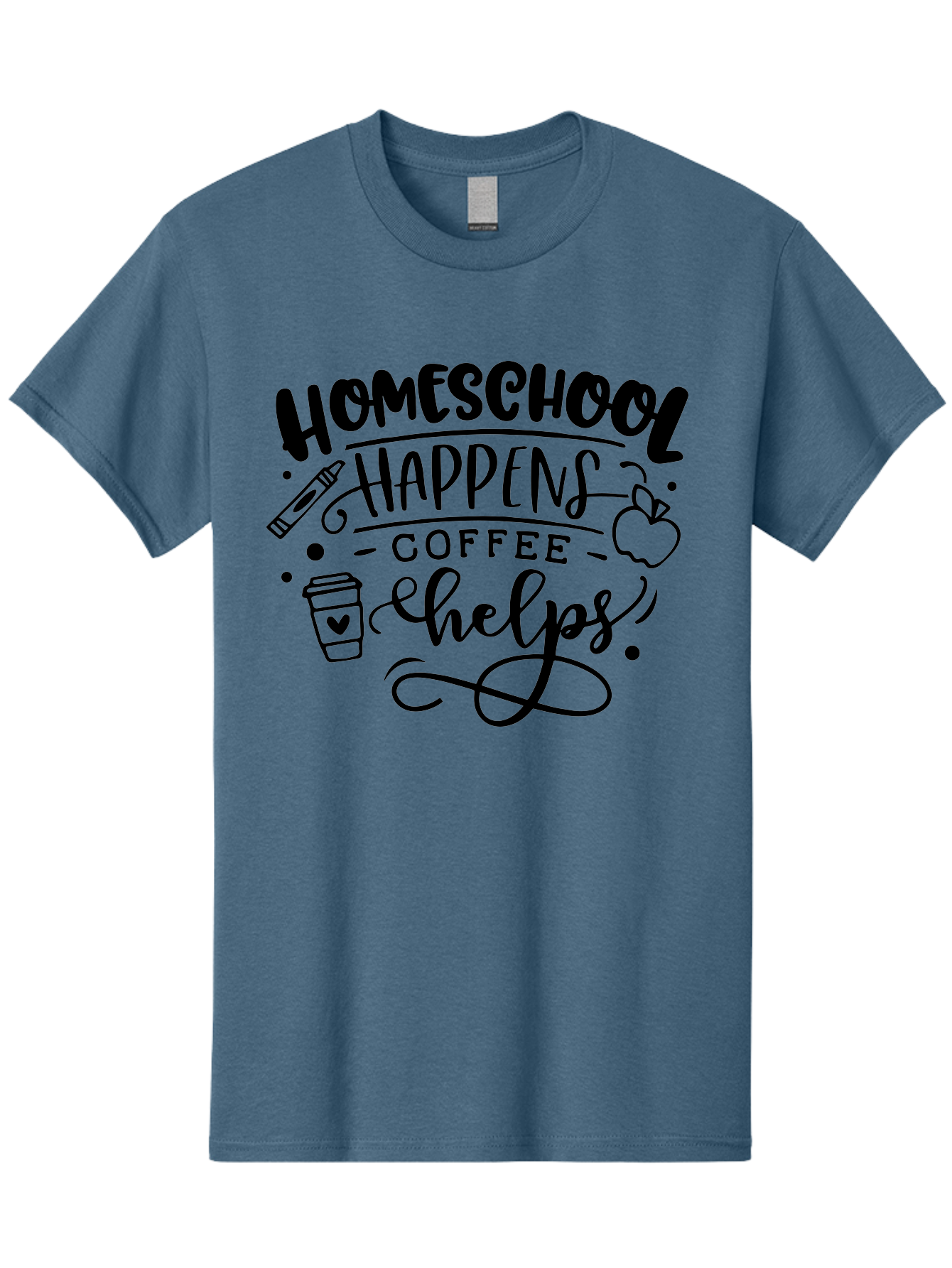 Homeschool-Happens-Coffee-Helps-1 Men'S Graphic Tee, 100% Cotton, Comfortable Casual Summer Wear, Machine Washable, Homeschooling, Coffee Culture, Educational Quotes, Inspirational Sayings, Homeschool Parents, Coffee Lovers, Funny Quotes, Aab340 15