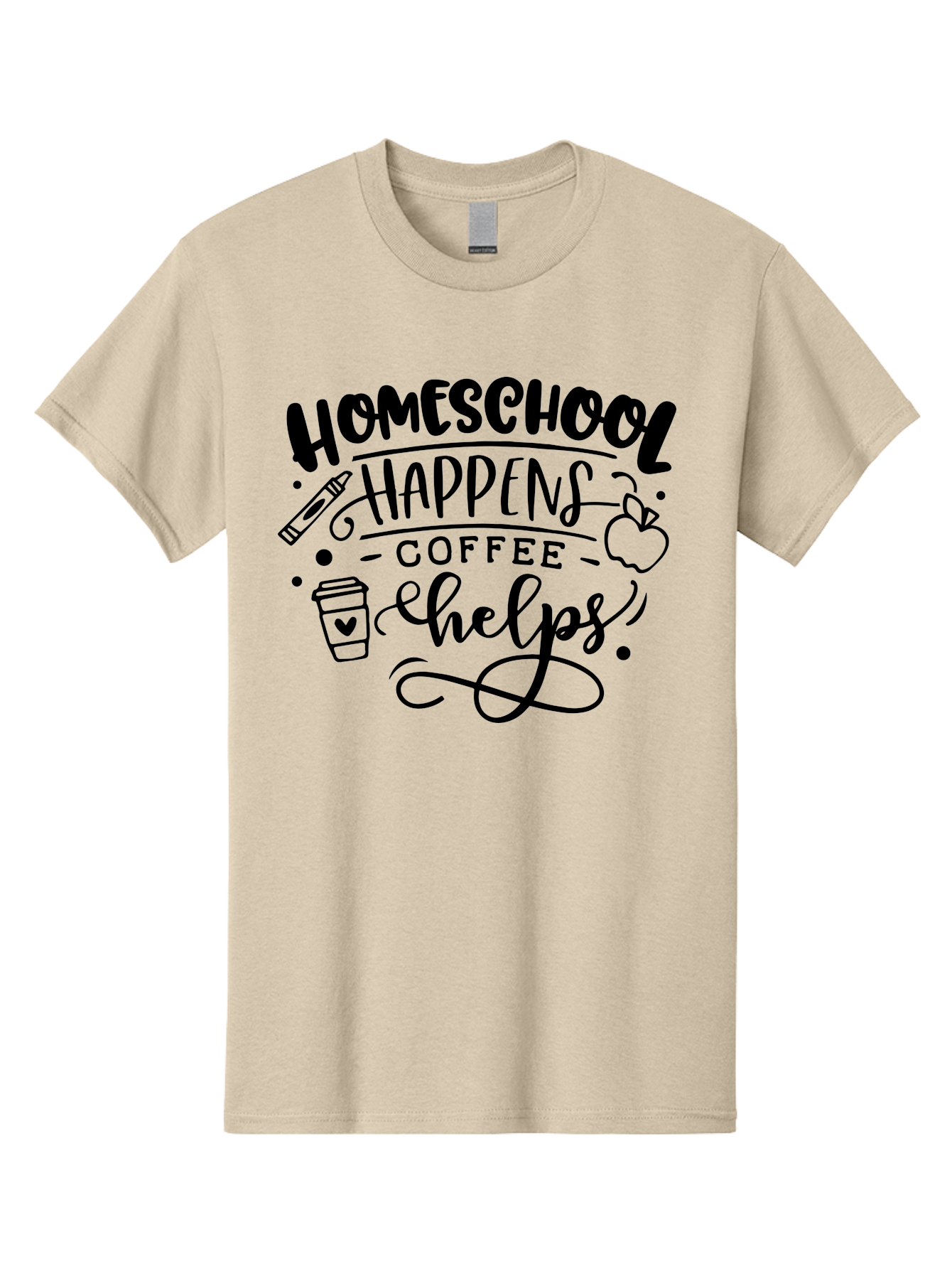 Homeschool-Happens-Coffee-Helps-1 Men'S Graphic Tee, 100% Cotton, Comfortable Casual Summer Wear, Machine Washable, Homeschooling, Coffee Culture, Educational Quotes, Inspirational Sayings, Homeschool Parents, Coffee Lovers, Funny Quotes, Aab340 25