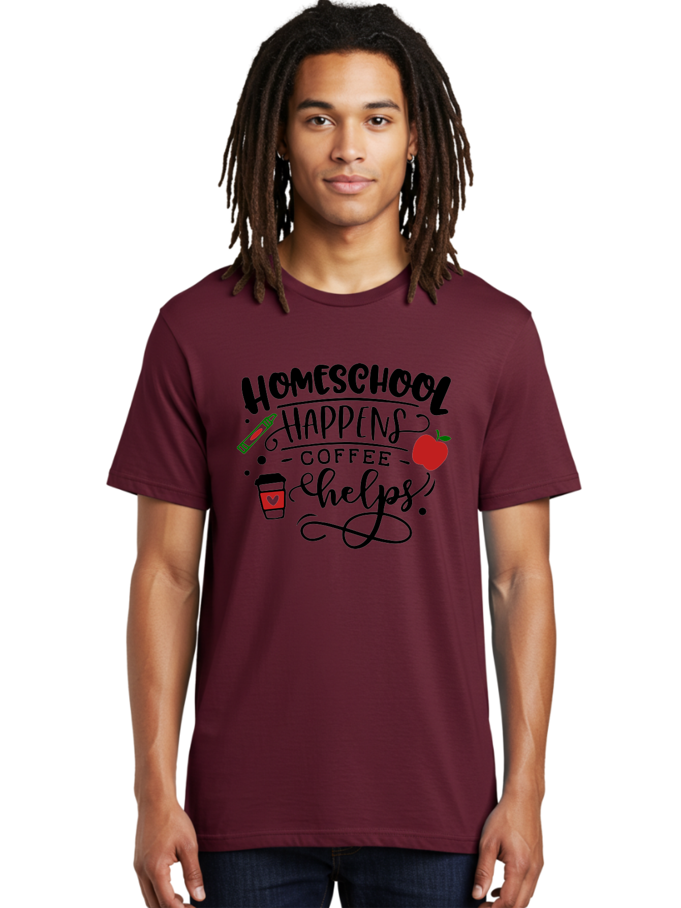 Homeschool-Happens-Coffee-Helps Men'S Graphic Tee, 100% Cotton, Comfortable Casual Summer Wear, Machine Washable, Homeschool, Coffee Lover, Homeschooling, Coffee Fuel, Education, Teaching, Learning, Coffee Break, Homeschool Mom, Funny Quote Aab341 20