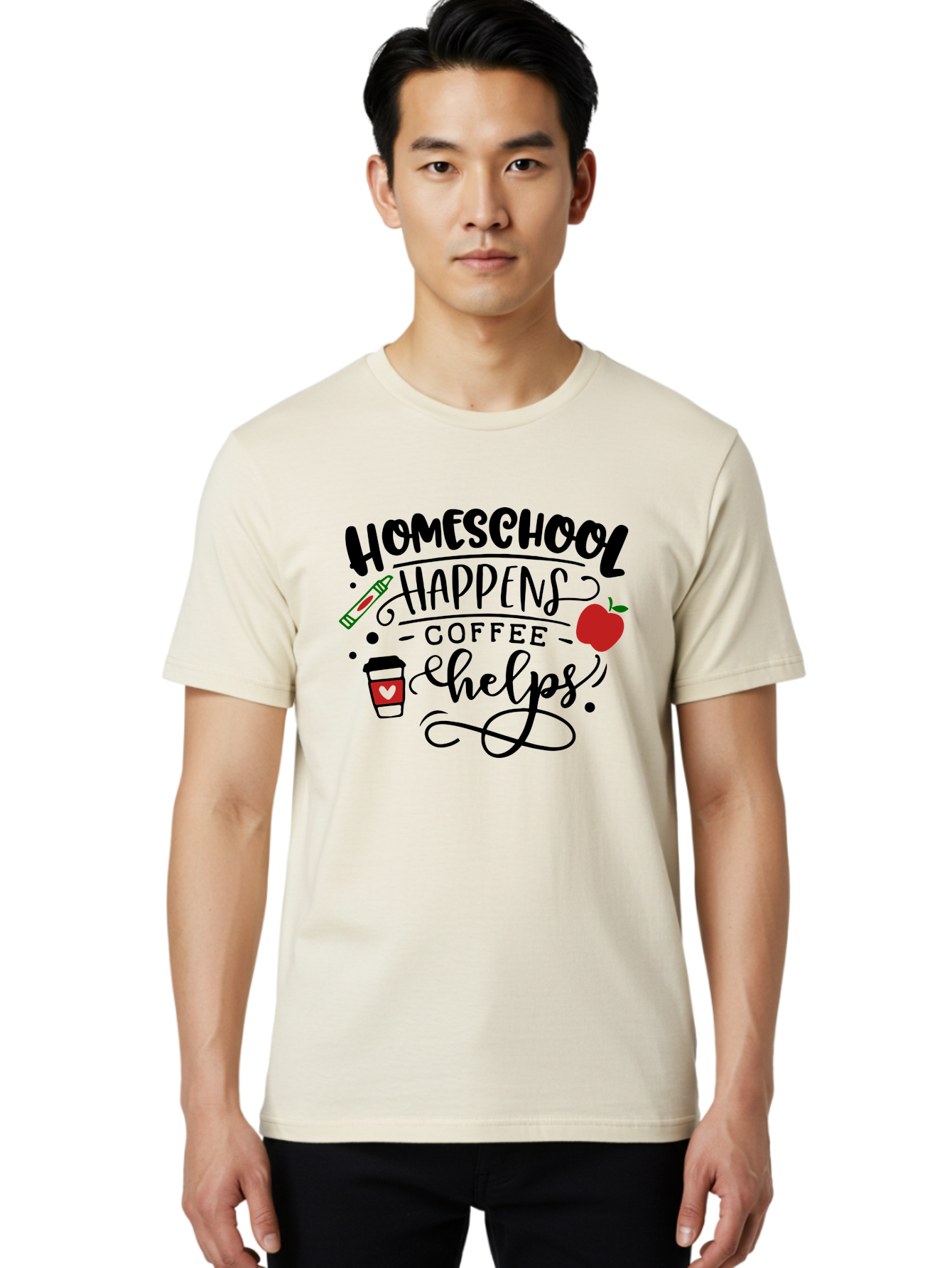 Homeschool-Happens-Coffee-Helps Men'S Graphic Tee, 100% Cotton, Comfortable Casual Summer Wear, Machine Washable, Homeschool, Coffee Lover, Homeschooling, Coffee Fuel, Education, Teaching, Learning, Coffee Break, Homeschool Mom, Funny Quote Aab341 6