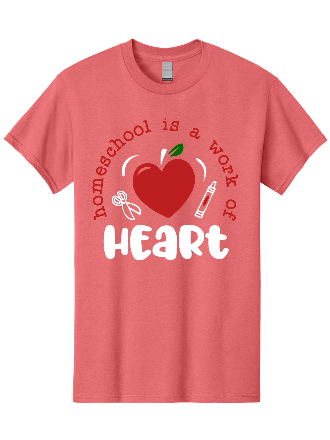 Homeschool-Is-A-Work-Of-Heart-1 Men'S Graphic Tee, 100% Cotton, Comfortable Casual Summer Wear, Machine Washable, Homeschooling, Heart-Shaped Apple, Educational Graphics, School Supplies, Red Crayon, Inspirational Quote, Home Education, Aab346 25