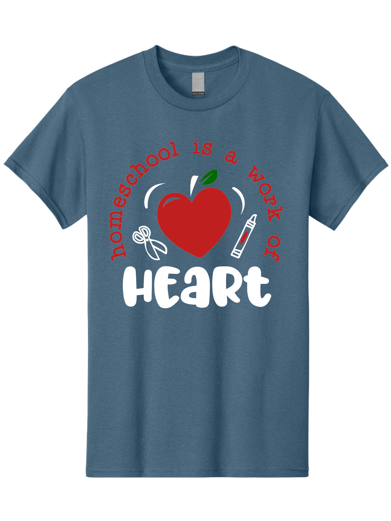 Homeschool-Is-A-Work-Of-Heart-1 Men'S Graphic Tee, 100% Cotton, Comfortable Casual Summer Wear, Machine Washable, Homeschooling, Heart-Shaped Apple, Educational Graphics, School Supplies, Red Crayon, Inspirational Quote, Home Education, Aab346 11