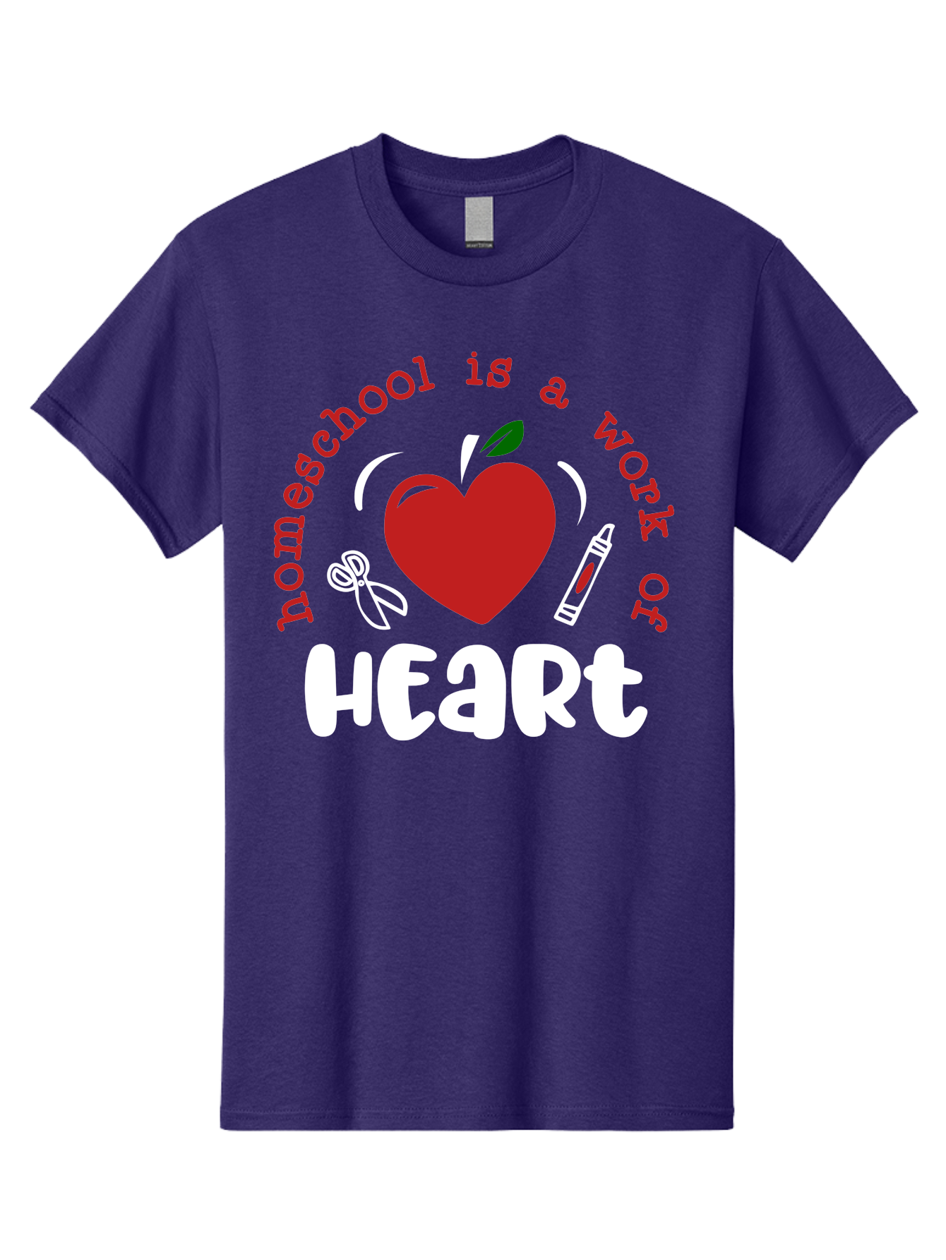 Homeschool-Is-A-Work-Of-Heart-1 Men'S Graphic Tee, 100% Cotton, Comfortable Casual Summer Wear, Machine Washable, Homeschooling, Heart-Shaped Apple, Educational Graphics, School Supplies, Red Crayon, Inspirational Quote, Home Education, Aab346 5