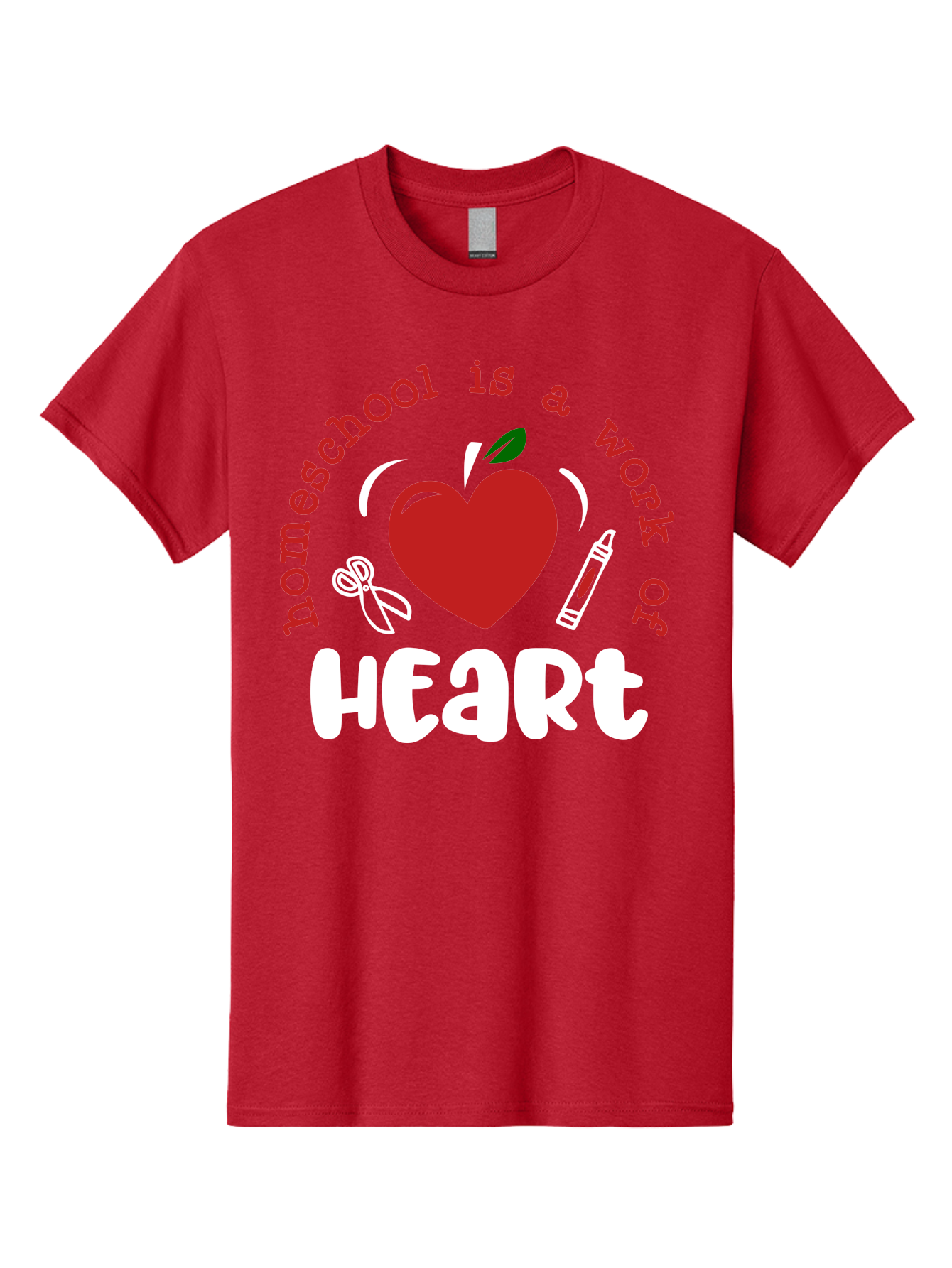 Homeschool-Is-A-Work-Of-Heart-1 Men'S Graphic Tee, 100% Cotton, Comfortable Casual Summer Wear, Machine Washable, Homeschooling, Heart-Shaped Apple, Educational Graphics, School Supplies, Red Crayon, Inspirational Quote, Home Education, Aab346 23