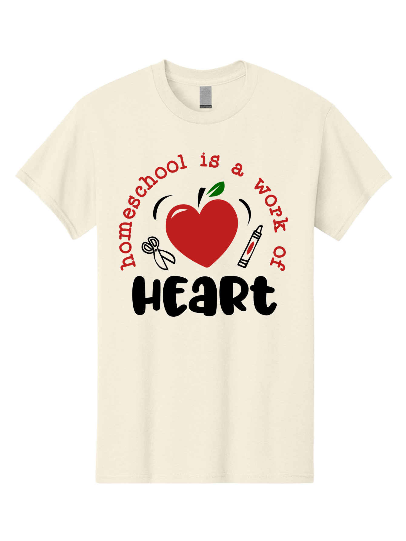 Homeschool-Is-A-Work-Of-Heart-2 Men'S Graphic Tee, 100% Cotton, Comfortable Casual Summer Wear, Machine Washable, Homeschooling, Heartwork, Education, Love, Apple, Crayon, Learning, Teaching, Homeschool Life, Art, Heart, Personalized Learning Aab347 5