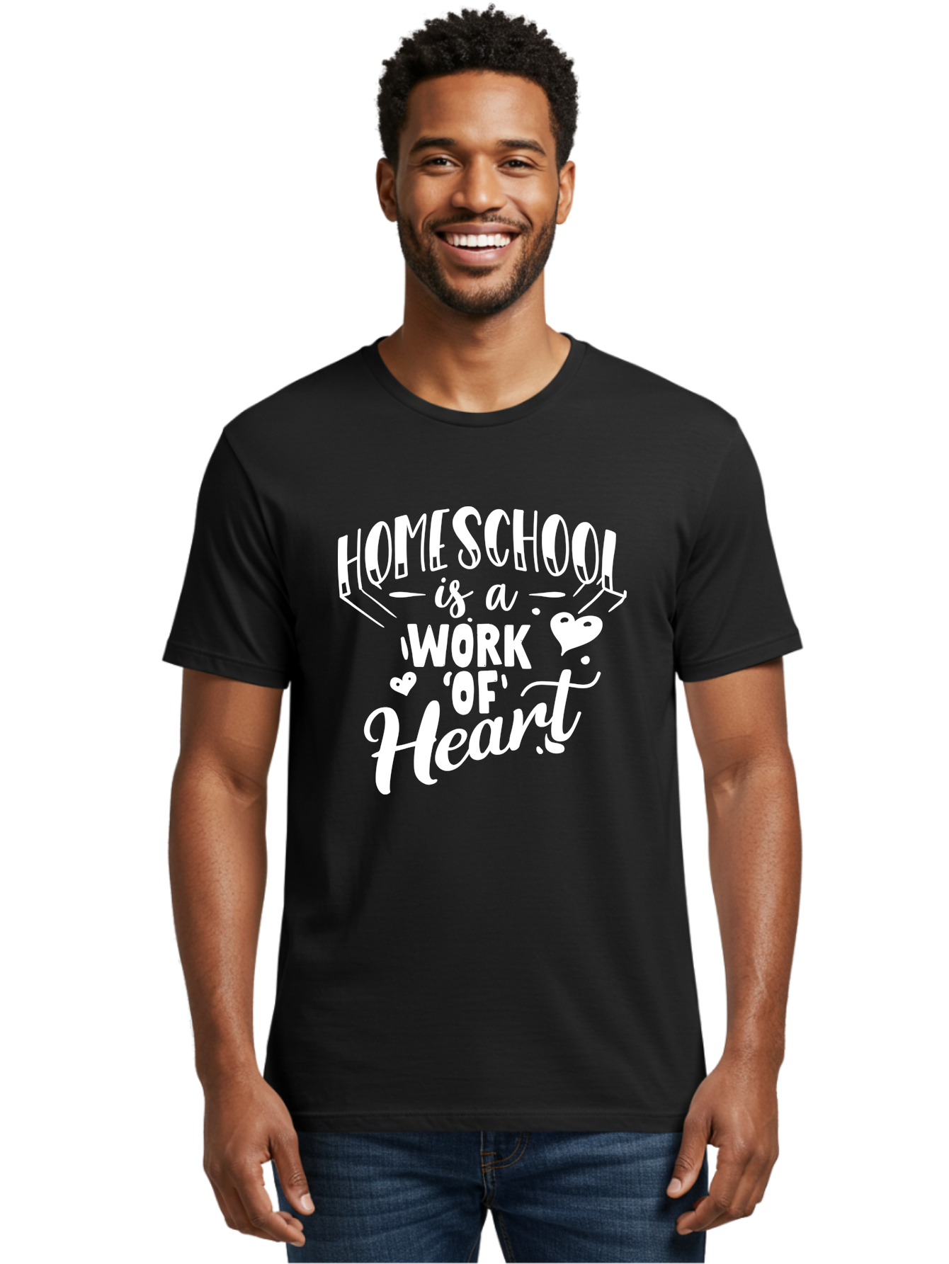 Homeschool-Is-A-Work-Of-Heart Men'S Graphic Tee, 100% Cotton, Comfortable Casual Summer Wear, Machine Washable, Homeschool, Work Of Heart, Education, Learning, Parenting, Homeschooling, Dedication, Love, Passion Aab350 2