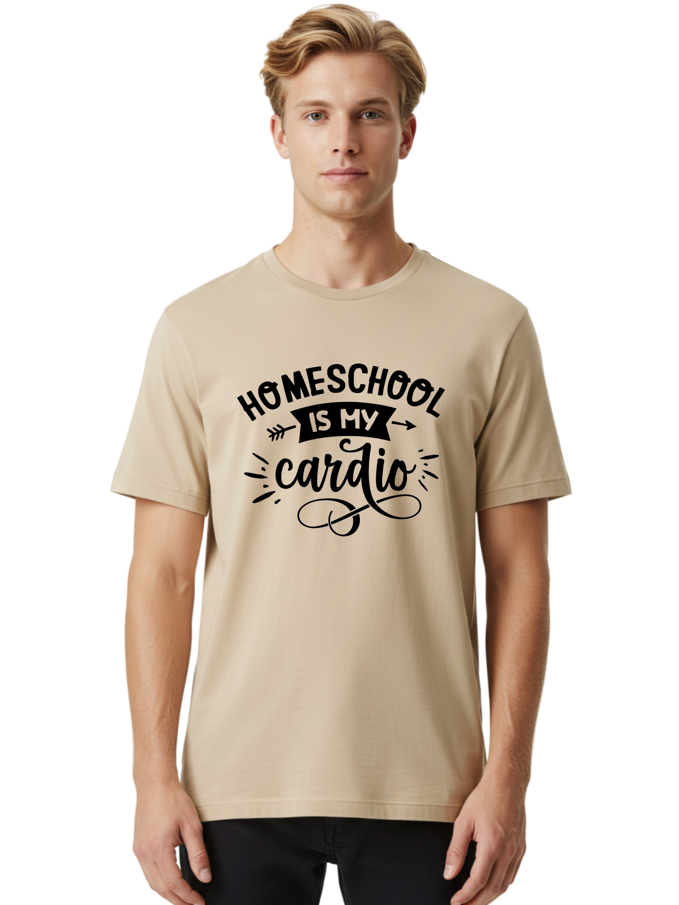 Homeschool-Is-My-Cardio-1 Men'S Graphic Tee, 100% Cotton, Comfortable Casual Summer Wear, Machine Washable, Homeschool, Cardio Workout, Motivational Quote, Fitness Inspiration, Humorous Saying, Parenting Humor, Educational Quotes Aab351 20