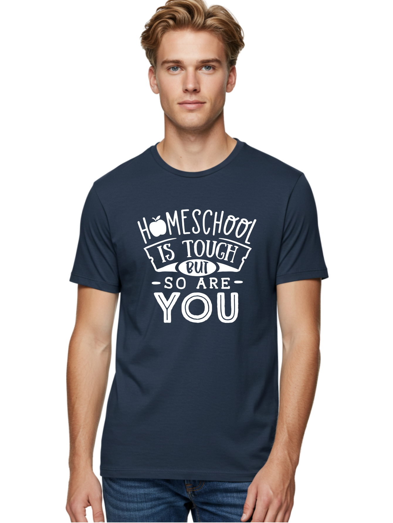 Homeschool-Is-Tough-But-So-Are-You-1 Men'S Graphic Tee, 100% Cotton, Comfortable Casual Summer Wear, Machine Washable, Homeschool Inspiration, Motivational Quote, Educational Support, Parenting Encouragement, Tough Homeschooling, Aab353 6