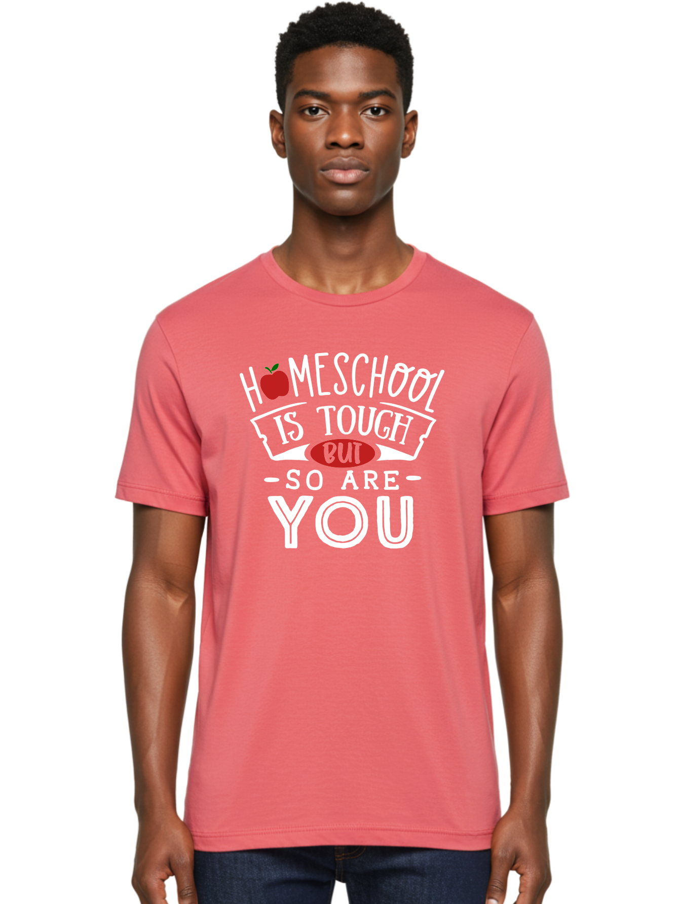 Homeschool-Is-Tough-But-So-Are-You-2 Men'S Graphic Tee, 100% Cotton, Comfortable Casual Summer Wear, Machine Washable, Homeschool, Motivational Quote, Inspirational Message, Apple Symbol, Education, Perseverance, Resilience, Empowerment Aab354 16