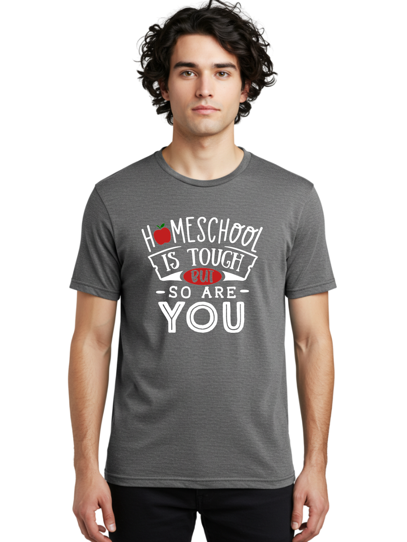 Homeschool-Is-Tough-But-So-Are-You-2 Men'S Graphic Tee, 100% Cotton, Comfortable Casual Summer Wear, Machine Washable, Homeschool, Motivational Quote, Inspirational Message, Apple Symbol, Education, Perseverance, Resilience, Empowerment Aab354 26