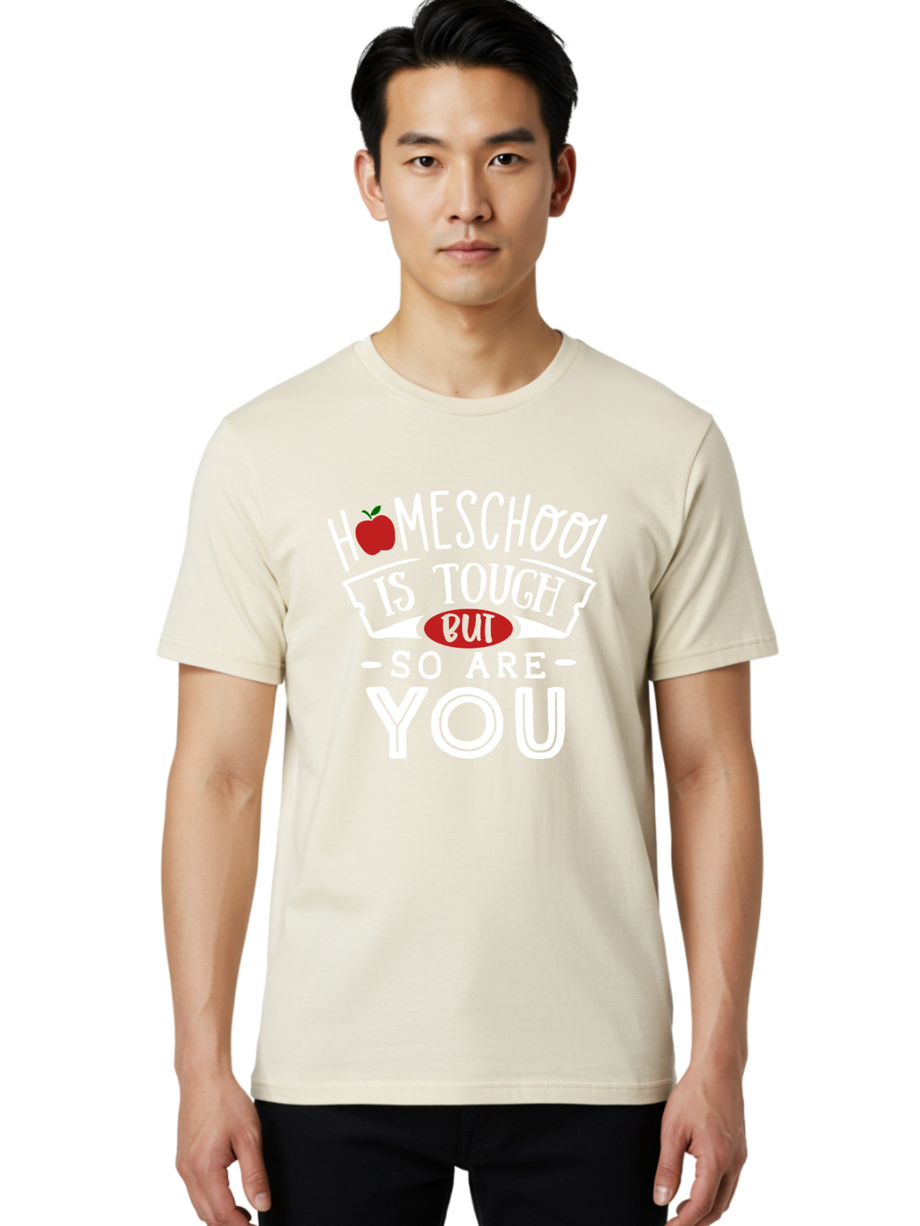Homeschool-Is-Tough-But-So-Are-You-2 Men'S Graphic Tee, 100% Cotton, Comfortable Casual Summer Wear, Machine Washable, Homeschool, Motivational Quote, Inspirational Message, Apple Symbol, Education, Perseverance, Resilience, Empowerment Aab354 24