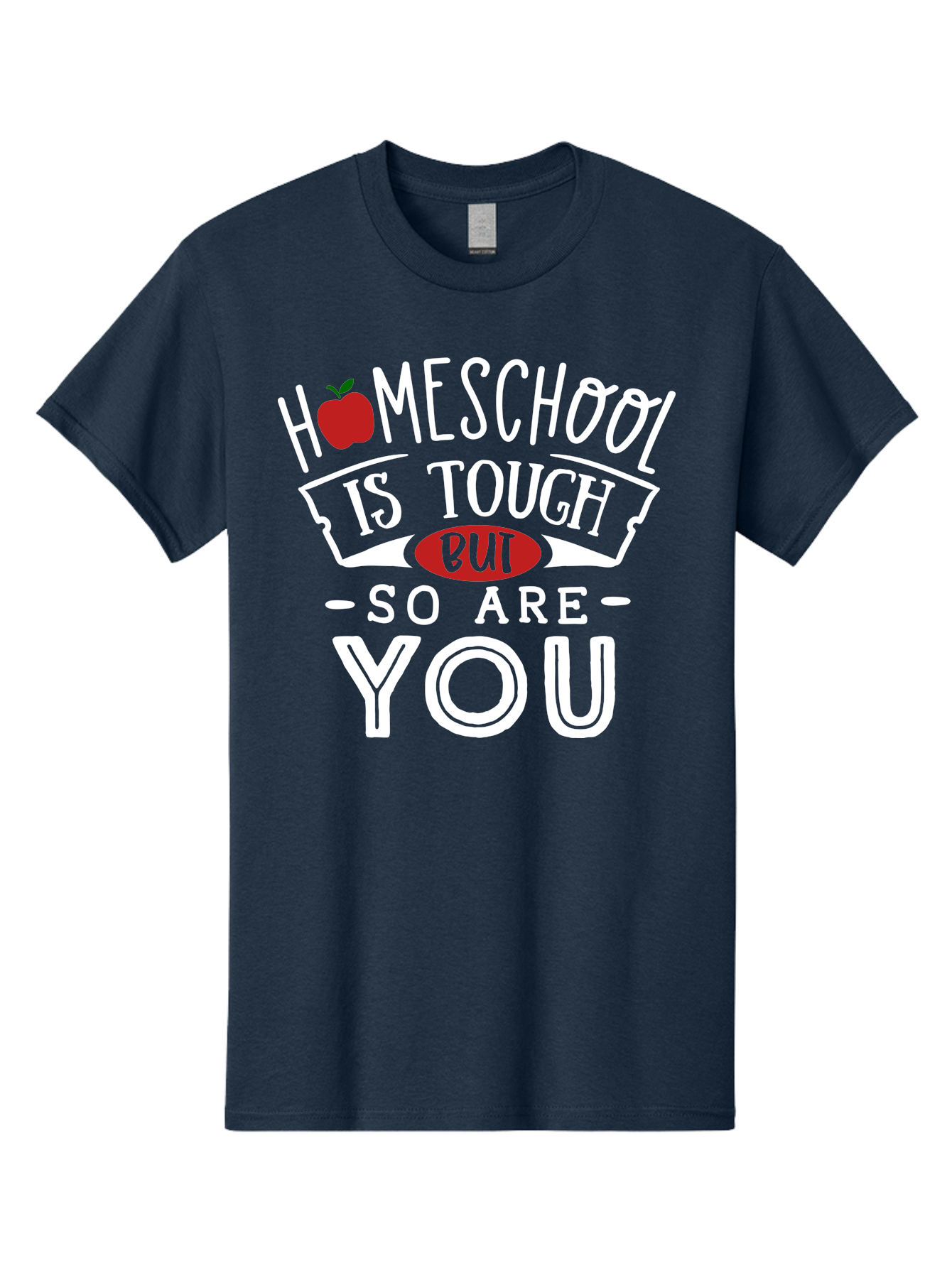 Homeschool-Is-Tough-But-So-Are-You-2 Men'S Graphic Tee, 100% Cotton, Comfortable Casual Summer Wear, Machine Washable, Homeschool, Motivational Quote, Inspirational Message, Apple Symbol, Education, Perseverance, Resilience, Empowerment Aab354 5