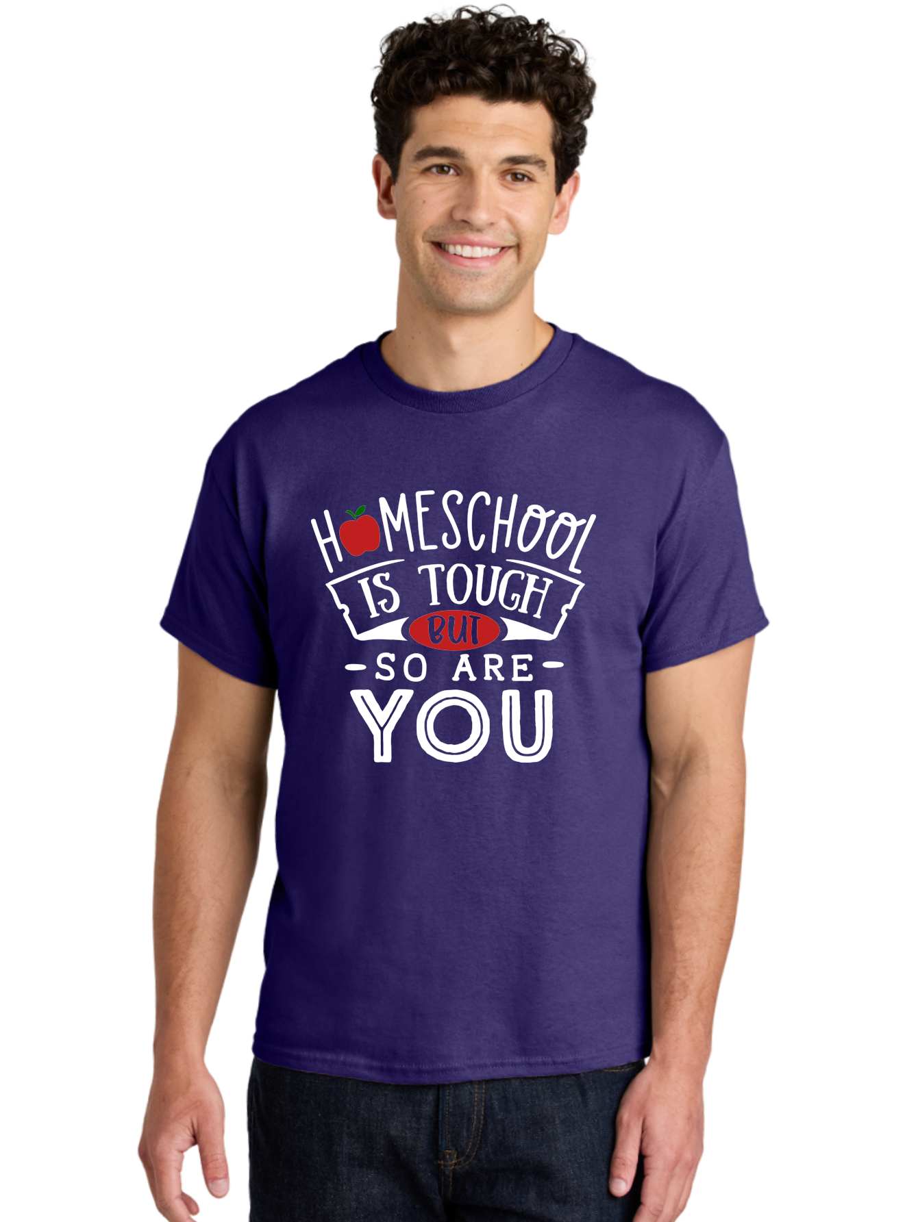 Homeschool-Is-Tough-But-So-Are-You-2 Men'S Graphic Tee, 100% Cotton, Comfortable Casual Summer Wear, Machine Washable, Homeschool, Motivational Quote, Inspirational Message, Apple Symbol, Education, Perseverance, Resilience, Empowerment Aab354 10