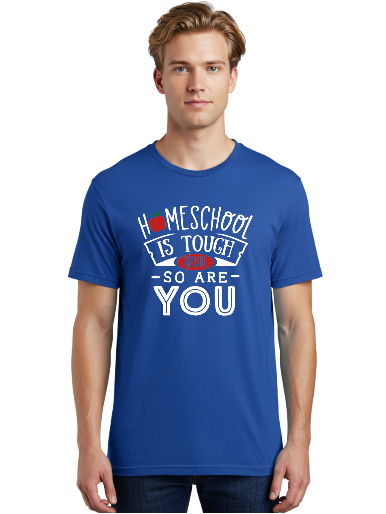 Homeschool-Is-Tough-But-So-Are-You-2 Men'S Graphic Tee, 100% Cotton, Comfortable Casual Summer Wear, Machine Washable, Homeschool, Motivational Quote, Inspirational Message, Apple Symbol, Education, Perseverance, Resilience, Empowerment Aab354 8
